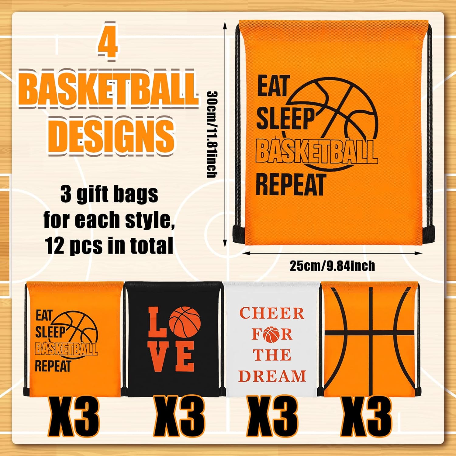 WILLBOND 86 Pcs Basketball Party Favors Including Basketball Goodie Bags Drawstring Bag Silicone Bracelets Wristbands Keychains Stickers for Team Gifts Birthday Party Decoration Supply - Image 2