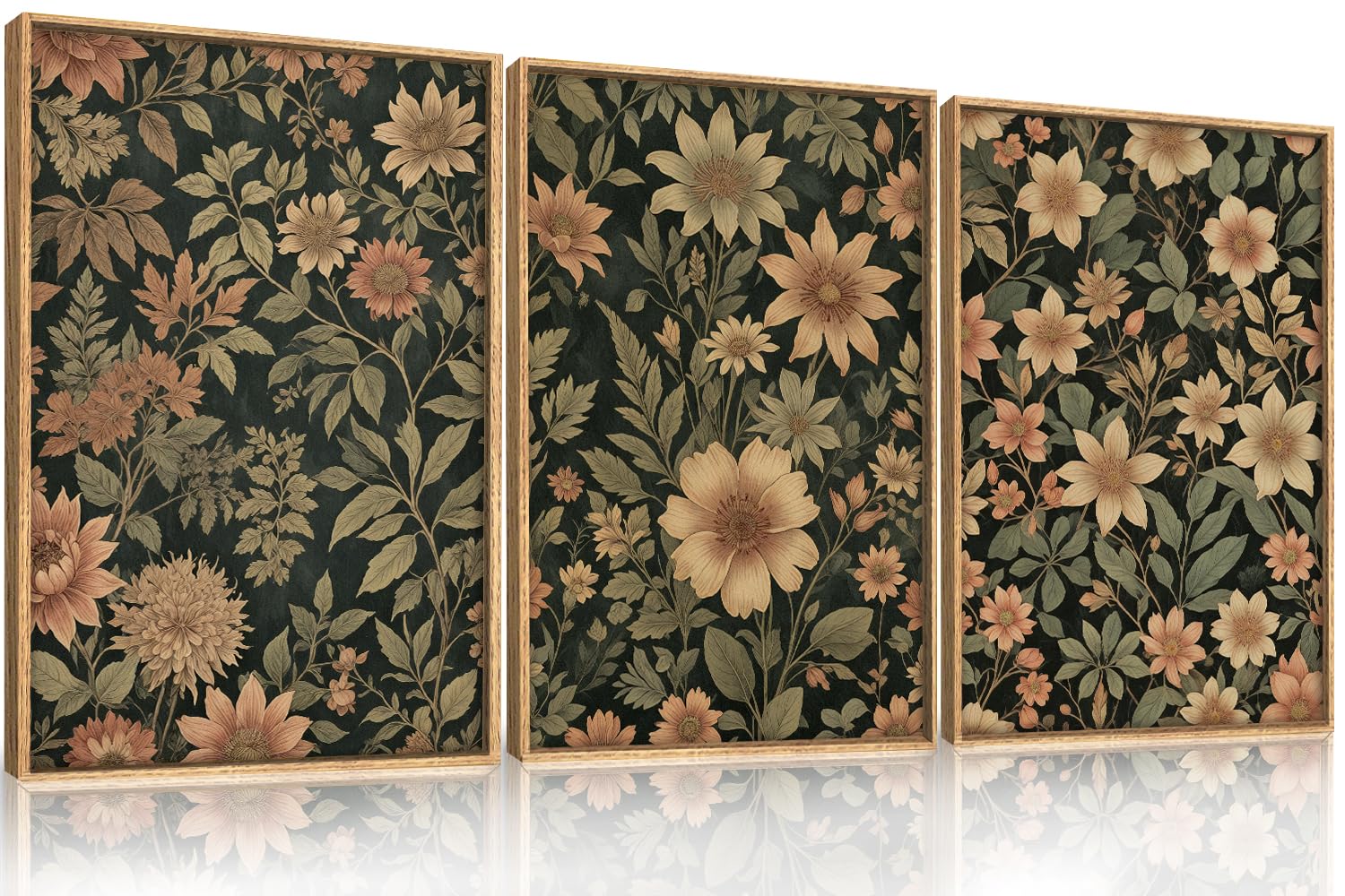 HPINUB Vintage Wildflower Flowers Framed Canvas Wall Art Set,Modern Botanical Floral Wall Decor,Retro Neutral Flower Artwork,Boho Mid Century Plant Art Prints for Living Room,Bedroom,Office-24 x36 x3