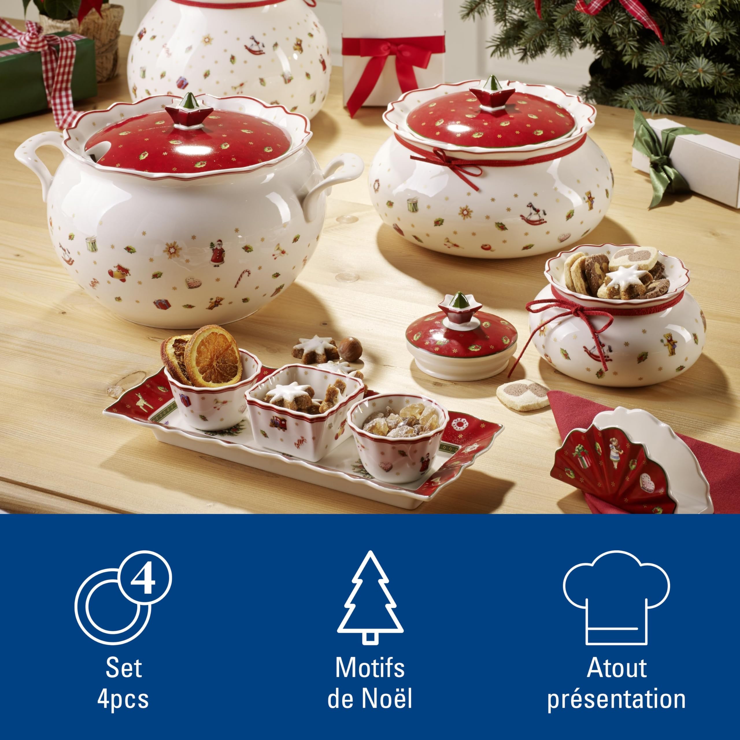 Ensemble 4 Assiettes Villeroy & Boch Toy’s Delight Noël | Porcelaine Premium | Motifs Festifs