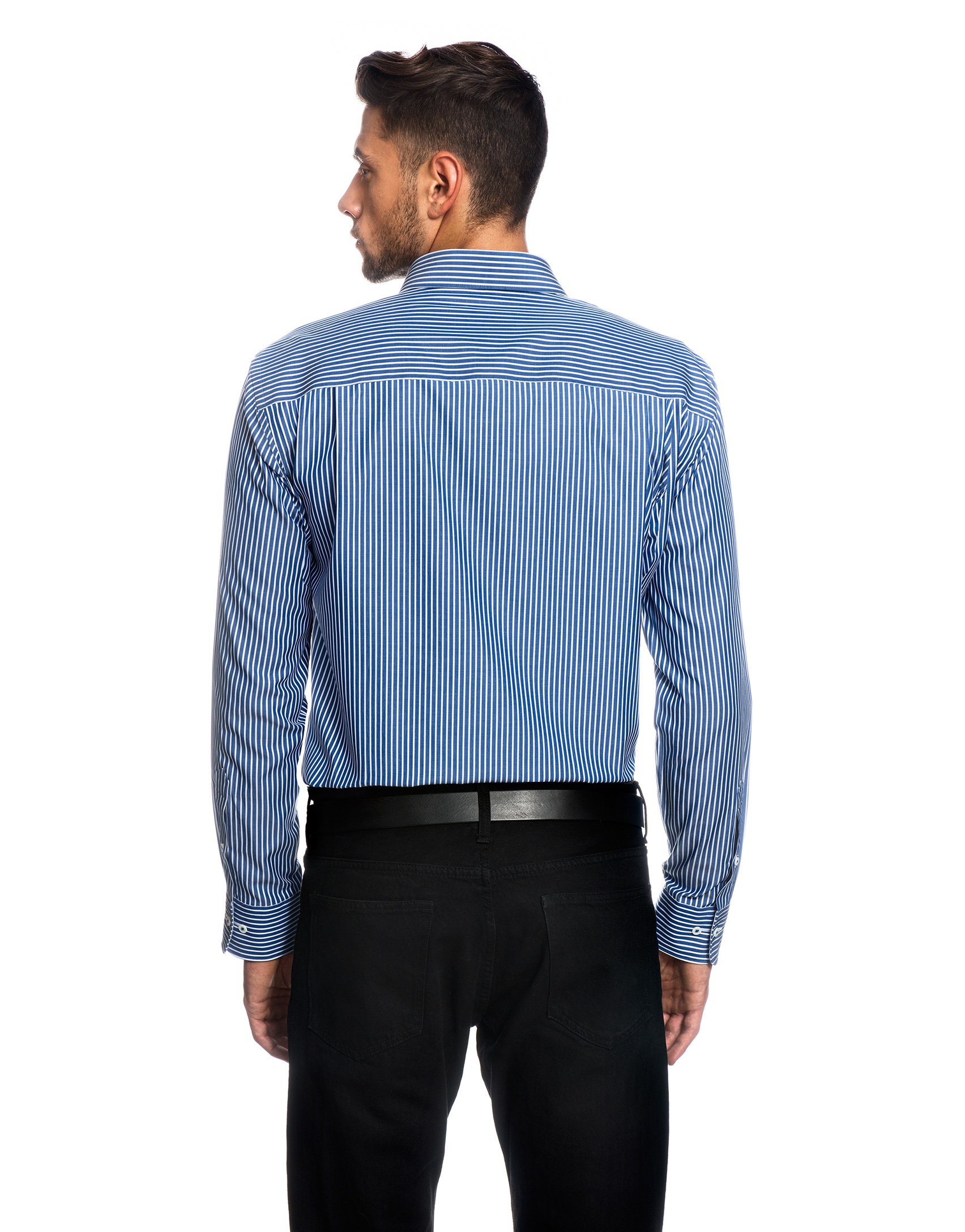Herren-Hemd Slim-Fit tailliert bügelleicht 100% Baumwolle gestreift - Männer lang-arm Hemden für Anzug Krawatte Business Hochzeit Freizeit oder unter Pullover