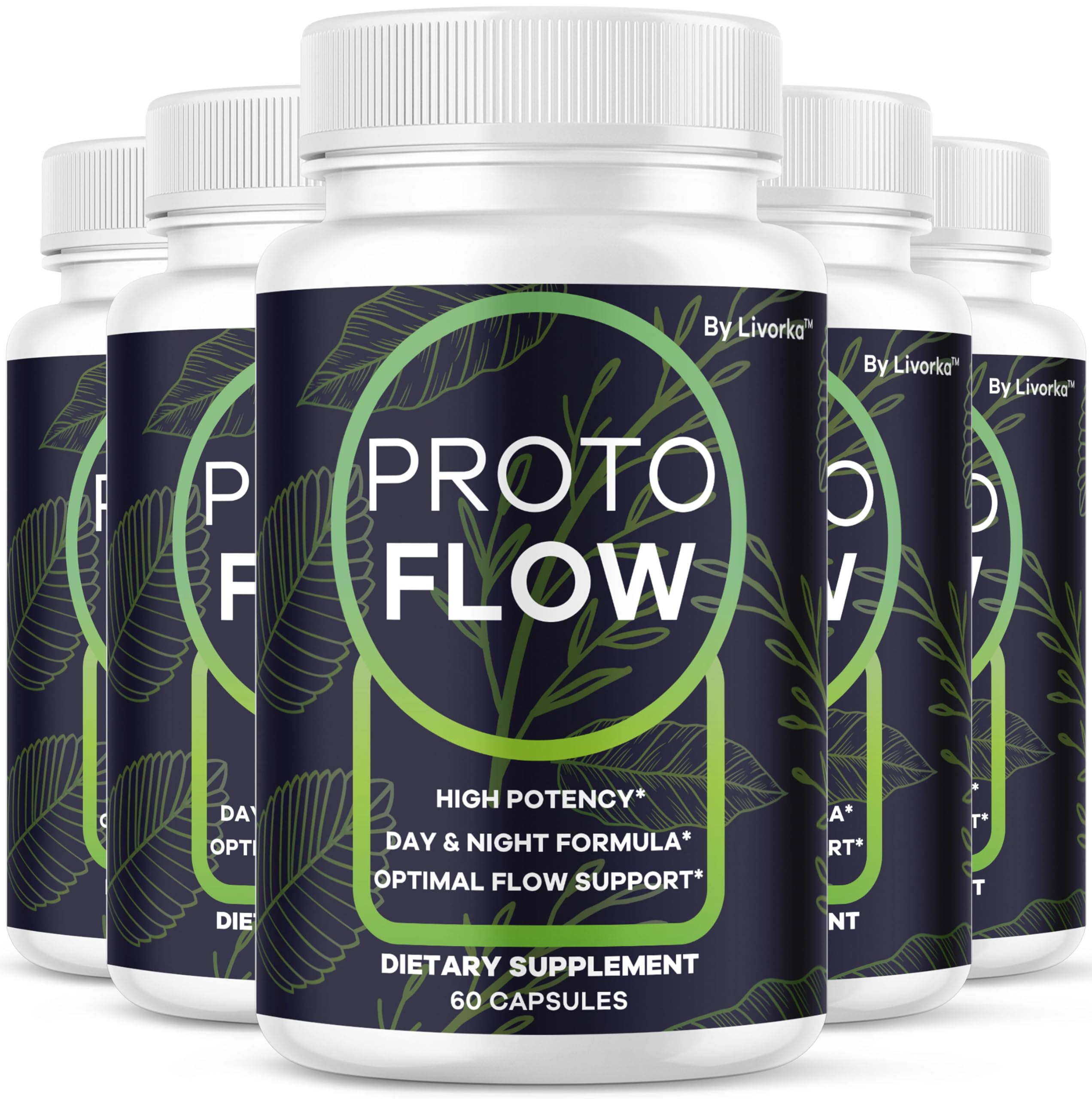 LIVORKA (5 Pack) Proto Flow - Proto Flow Support, ProtoFlow, ProtoFlow Reviews, ProtoFlow Formula, Proto Flow Male Capsules, Proto Flow Supplement for Men, Proto Flow Pills, 300 Capsules for 5 Months