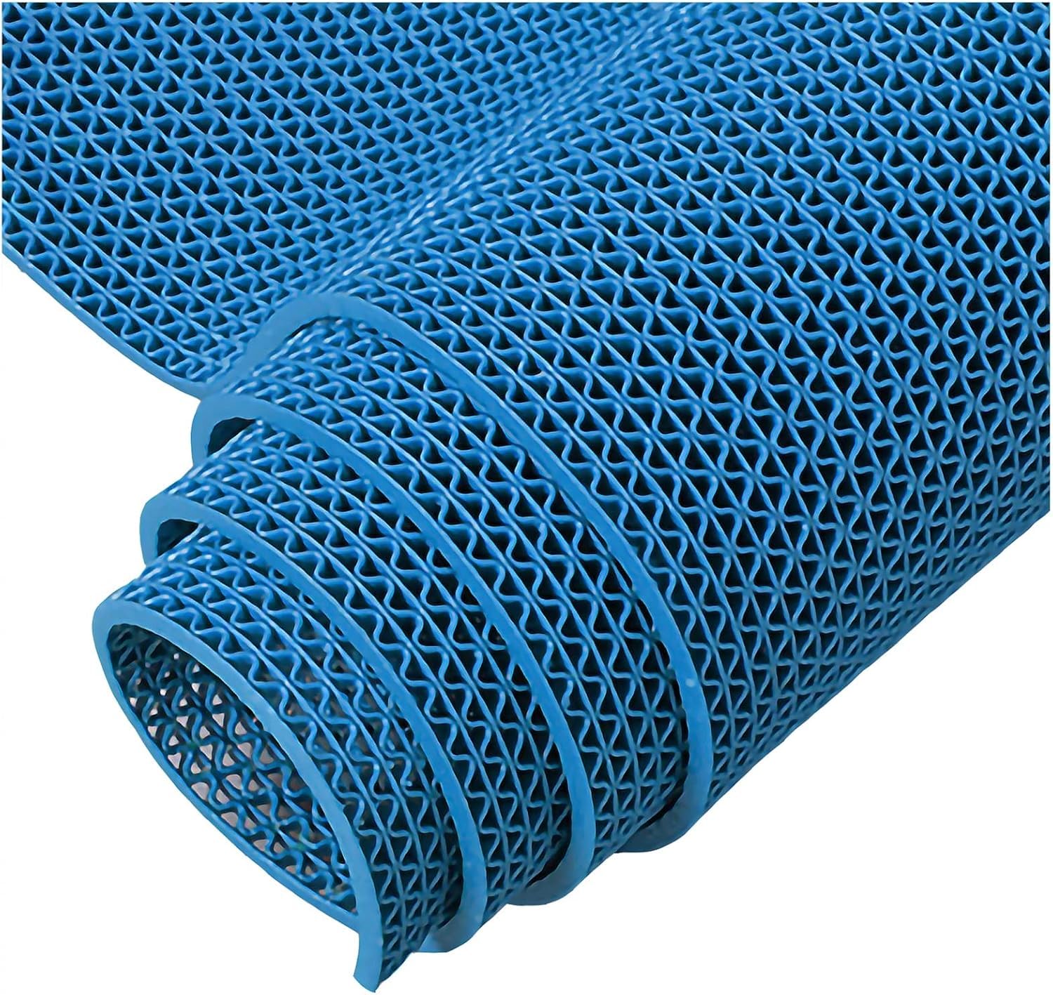 Hpthly Blue Non-Slip Pvc Drainage Mat, Commercial Floor Mat For Damp Areas, 5Mm/0.2 Inch Thick, 90Cm/120Cm Wide, Cuttable Perforated Doormat.,-120Cmx500cm