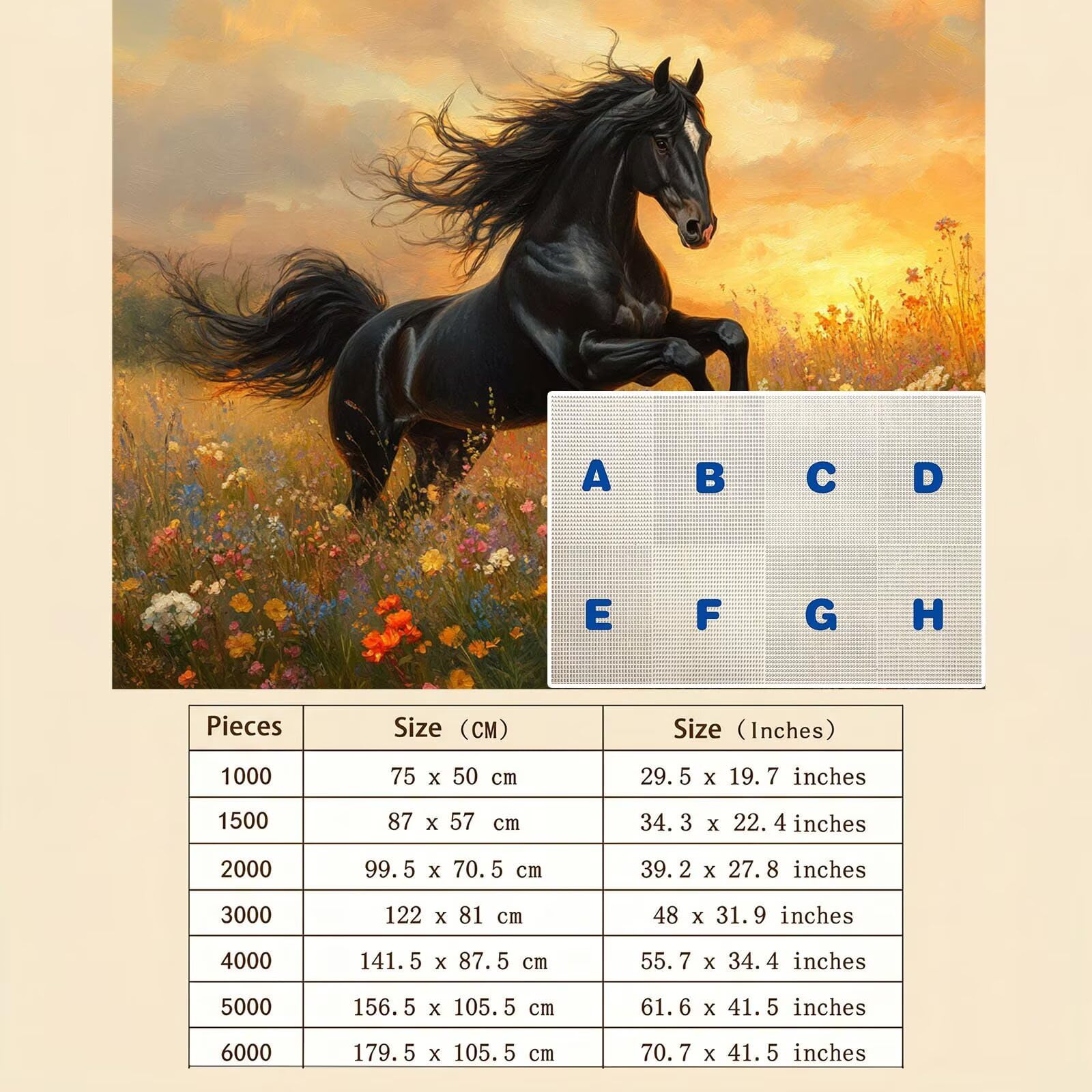 cavallo prato-2 Puzzle 1500 Pezzi per Adulti, Puzzle in Legno - Collezione Classica con Poster Incluso -Sfida di Concentrazione e Passatempo Antistress, Gioco Educativo per Famiglia, 87 x 57 cm f0-656