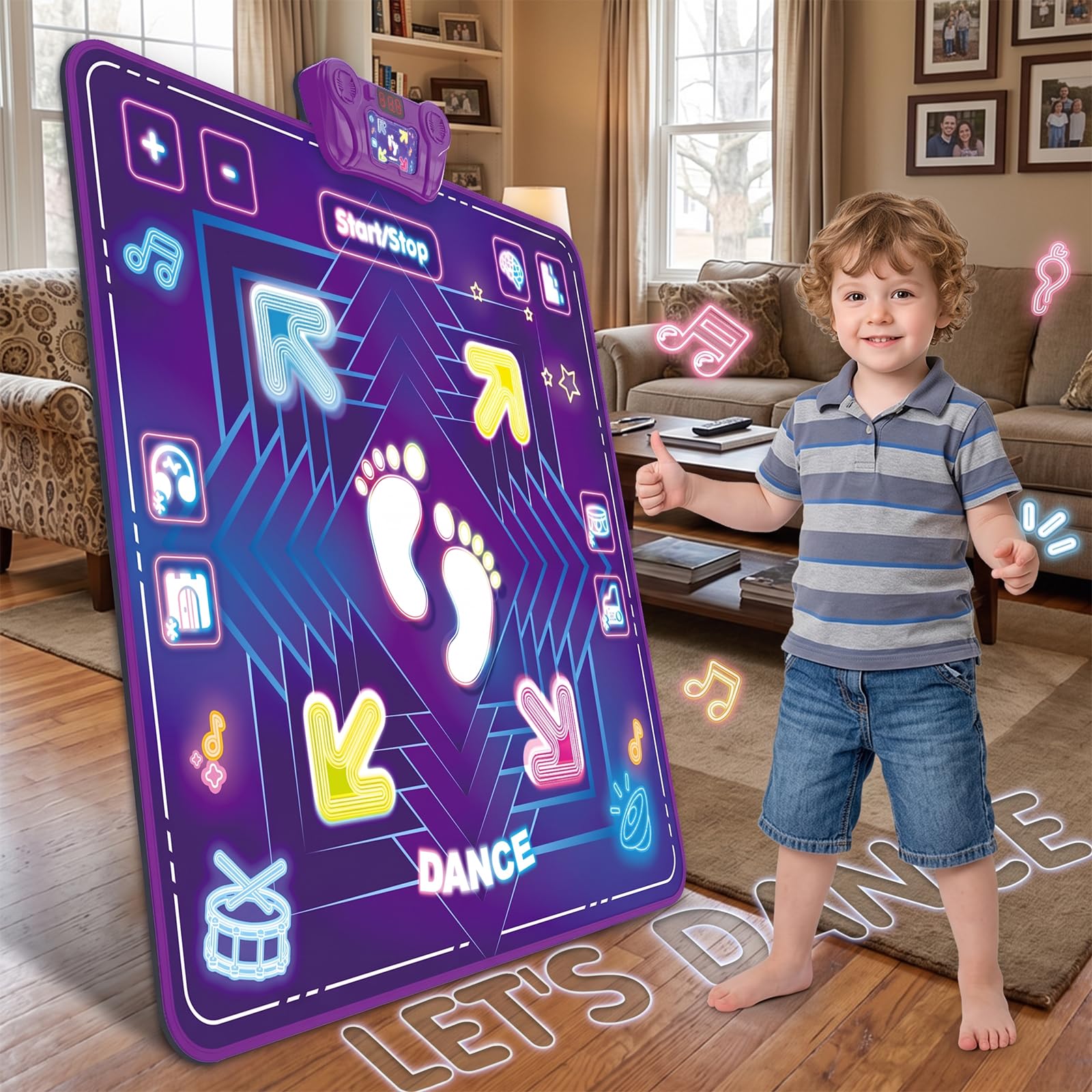Tappeto da ballo per bambini 3-12 anni, Bluetooth, con 4 pulsanti luminosi