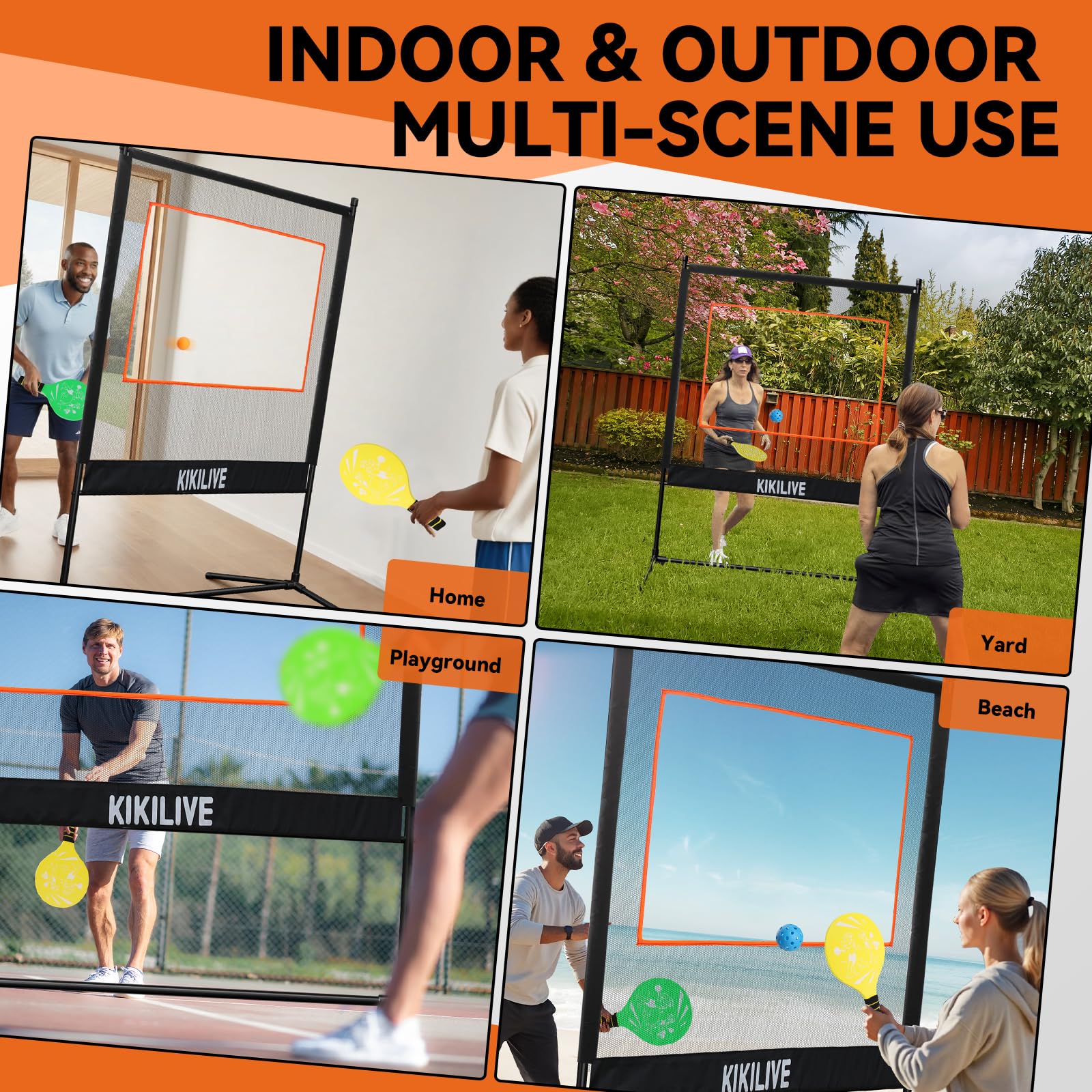 Set Deportivo Todo en Uno Juegos de Palas con Red para Bádminton/Tenis de Mesa/Volante/Pickleball Interior y Exterior