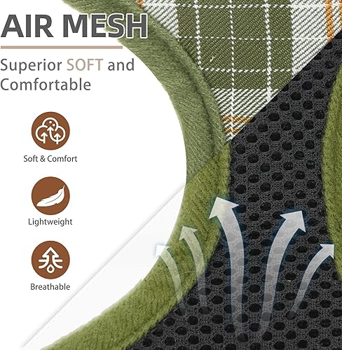 Miniatura 3 de PUPTECK Juego de arnés y correa de malla suave para perro, cachorro y gato, cómodo chaleco acolchado sin tirones, verde oliva, S