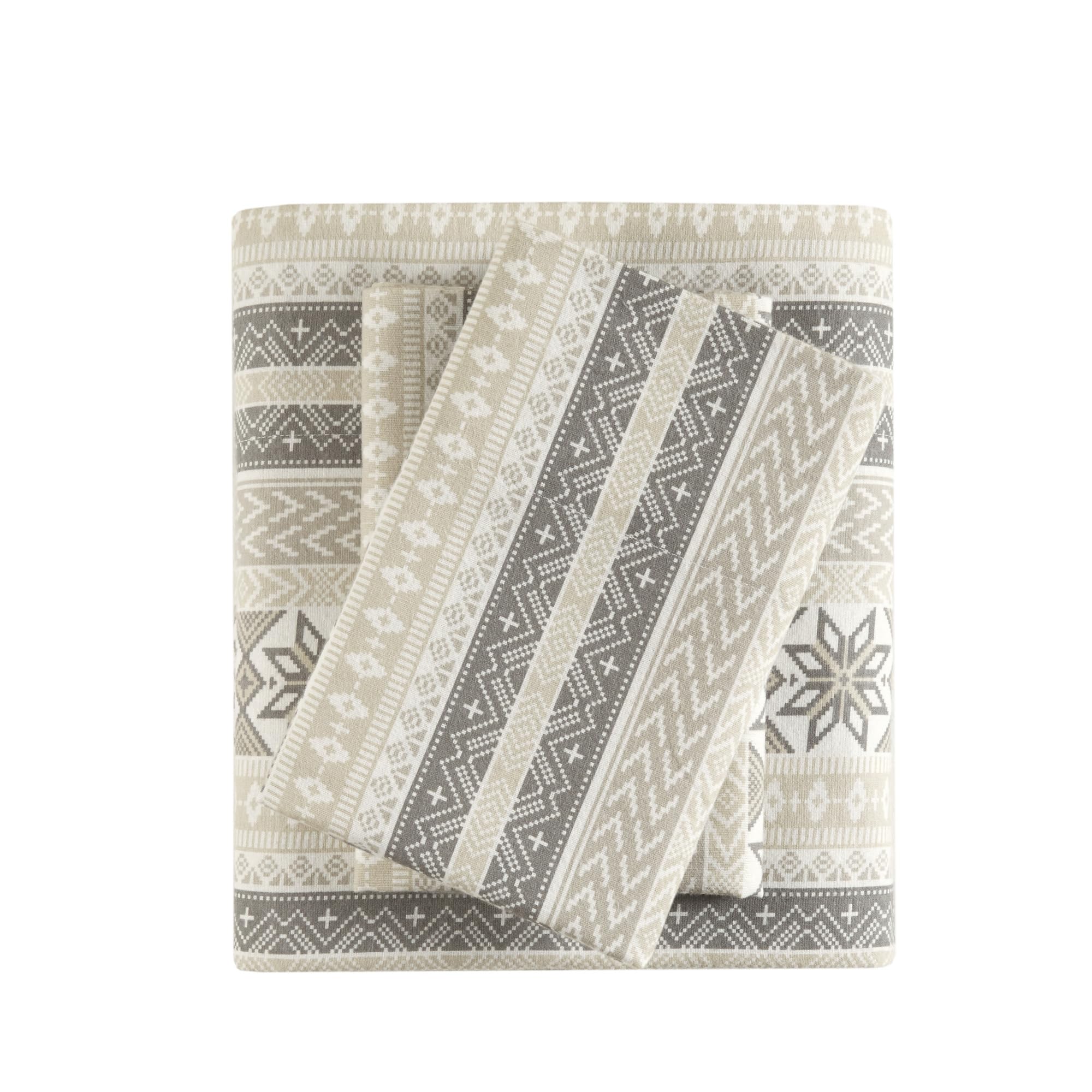 Sleep Philosophy True North Flannel Sheets Cal King Size, Cozy 100% Cotton Flannel Bed Sheets, Ultra Soft Cute Sheet Set, Elastic Pocket Fits Up to 14" Mattress, Nordic 4 Piece