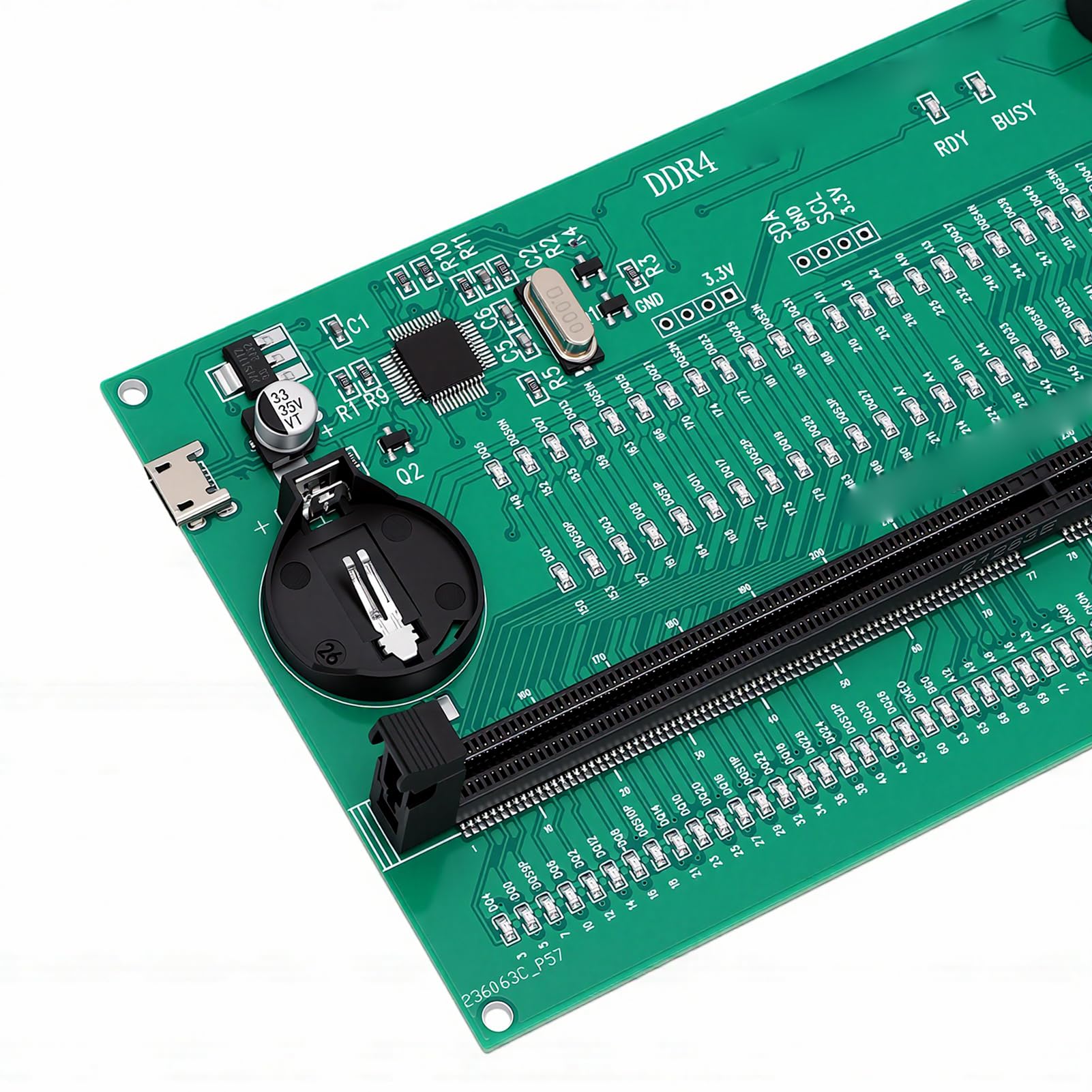 Tester di Memoria RAM DDR4, Analizzatore Diagnostico di Memoria Alimentato a Batteria USB, Tester Indicatore LED con Funzione di Masterizzazione SPD per Computer Server Desktop Portatili