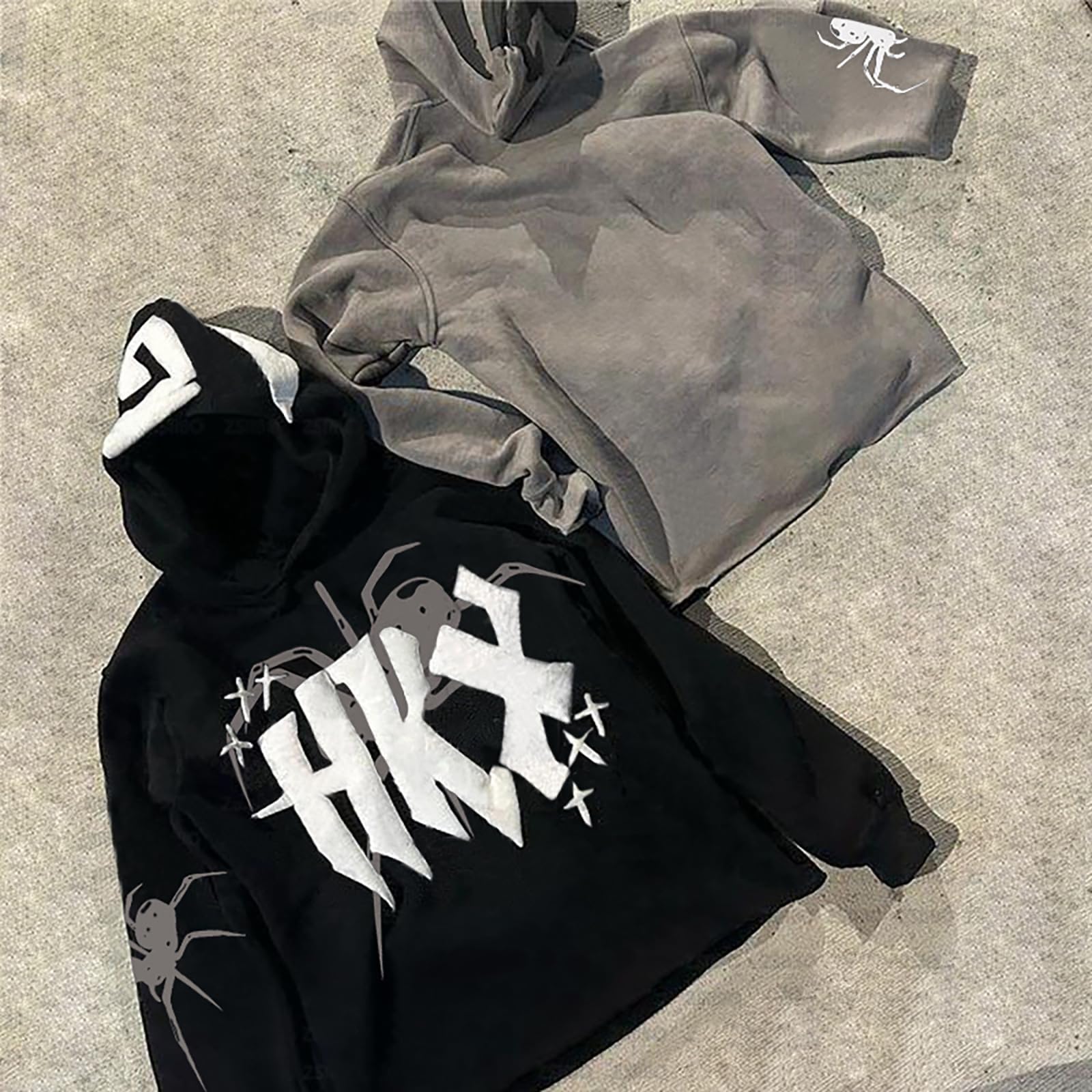 Amiblvowa Y2K Kapuzenpullover für Herren und Damen, Spider-Buchstabe, Grafik, Vintage, ästhetisch, Grunge-Sweatshirt, Pullover, Harajuku-Jacke
