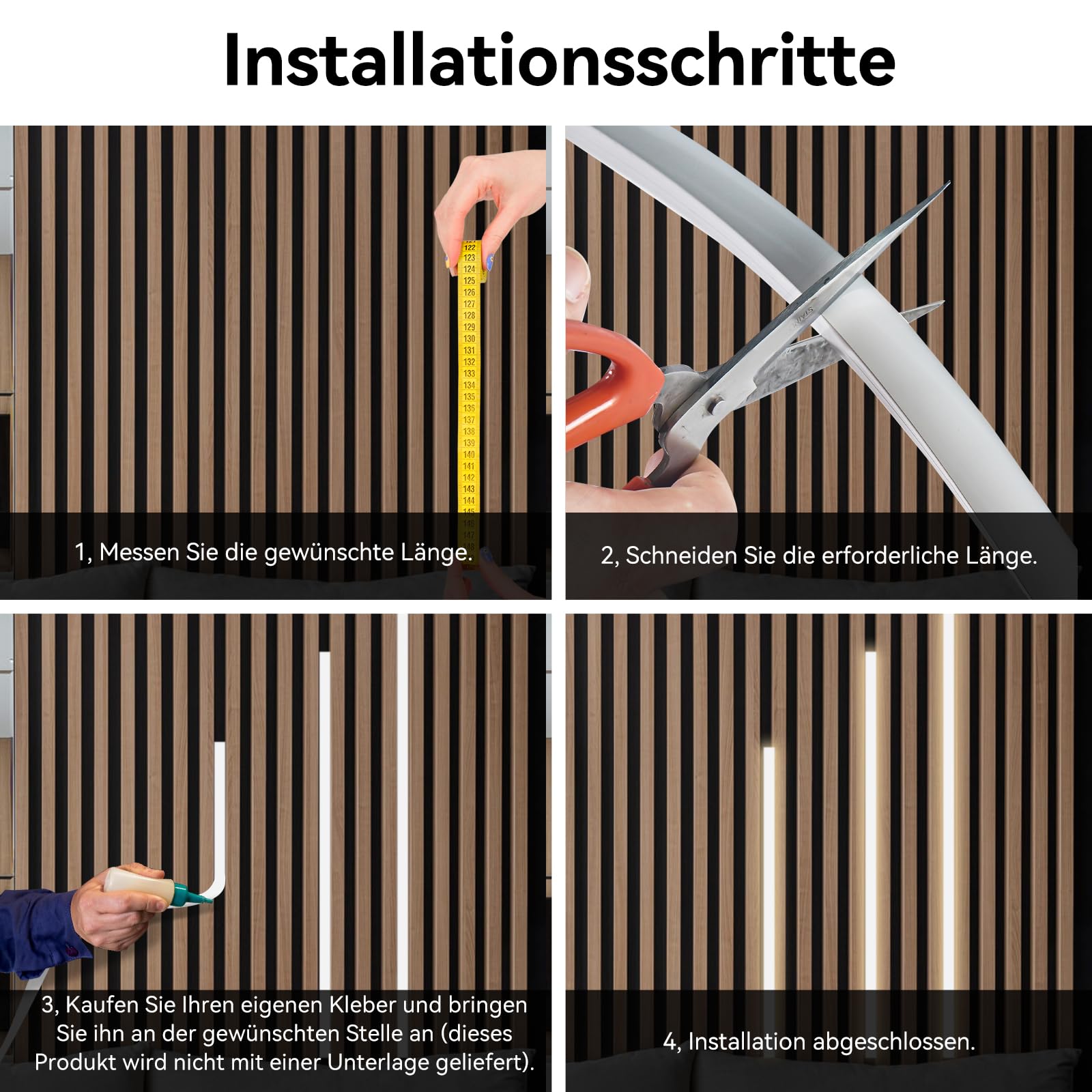LED für Akustikpaneele,6 Stück Dimmbare LED Strip mit Berührungssensor | 6 x 90cm Warmweiss Led Leiste 12×12mm Led Leiste Eingebetteter Zubehör Akustikpaneele