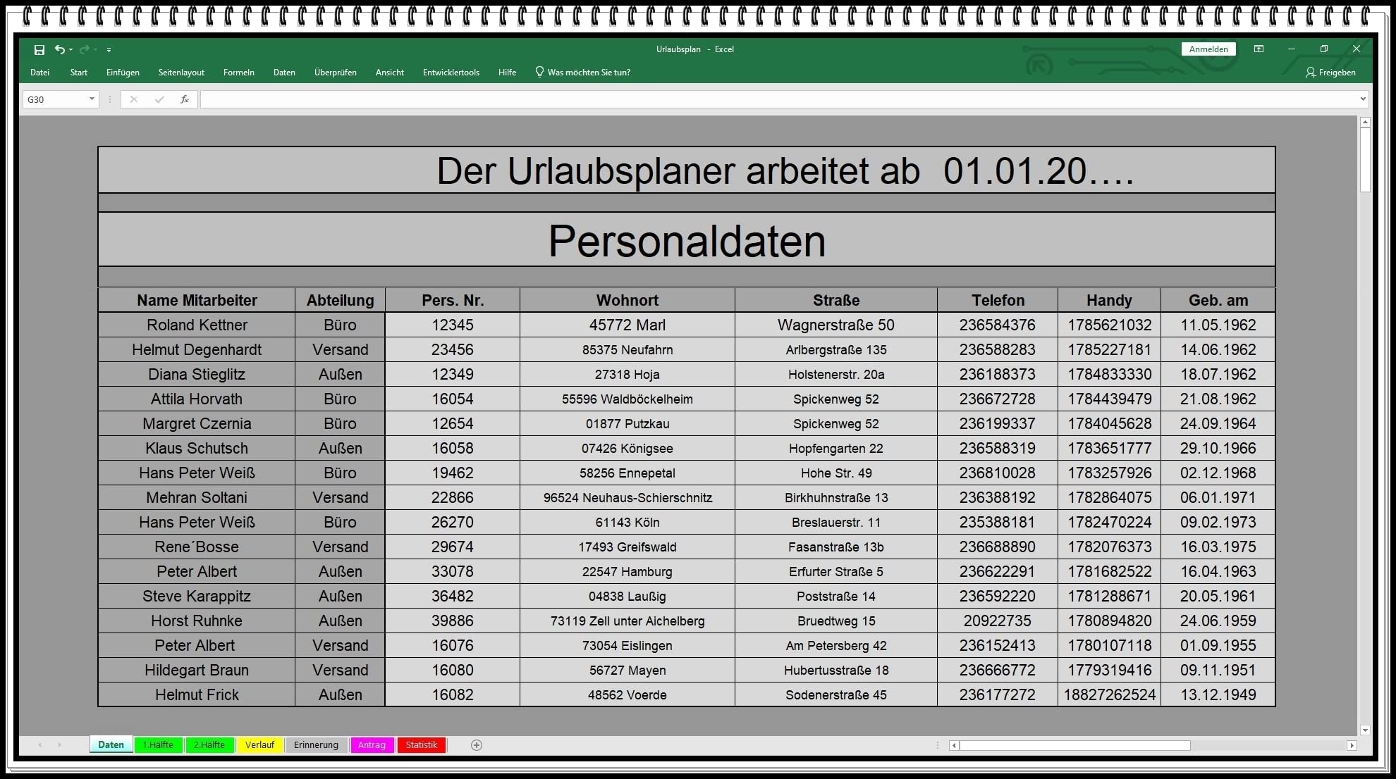 Excel Urlaubsplaner 2026 2027 u.s.w. digitaler Urlaubskalender Personalplaner Dienstplaner Urlaubsplan mit Statistik Jahresübersicht Urlaubsantrag | Urlaub, Krankheit und Überstunden übersichtlich planen und automatisch auswerten.