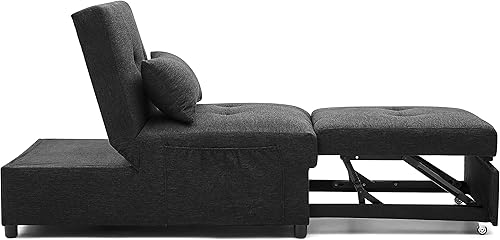 Miniatura 8 de Woanke Silla para dormir sofá 4 en 1 multifunción cama individual otomana plegable con respaldo ajustable tumbona para vida en espacios pequeños