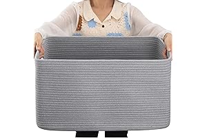 OIAHOMY Large Grey Blanket Storage Basket