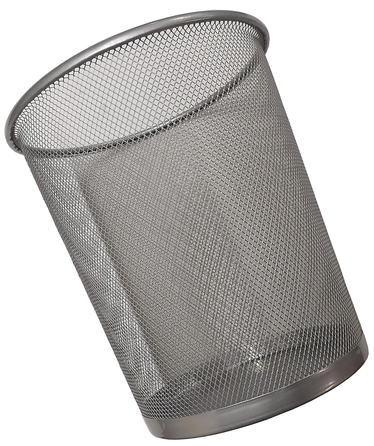 PRADICHI Mesh Wastebasket Trash Can – Steel Wire Garbage Bin for Office, Bathroom, Kitchen, Bedroom, Dorm – Ventilated Round Trash Bin for Home & Workspace (Silver, 1 Pack)