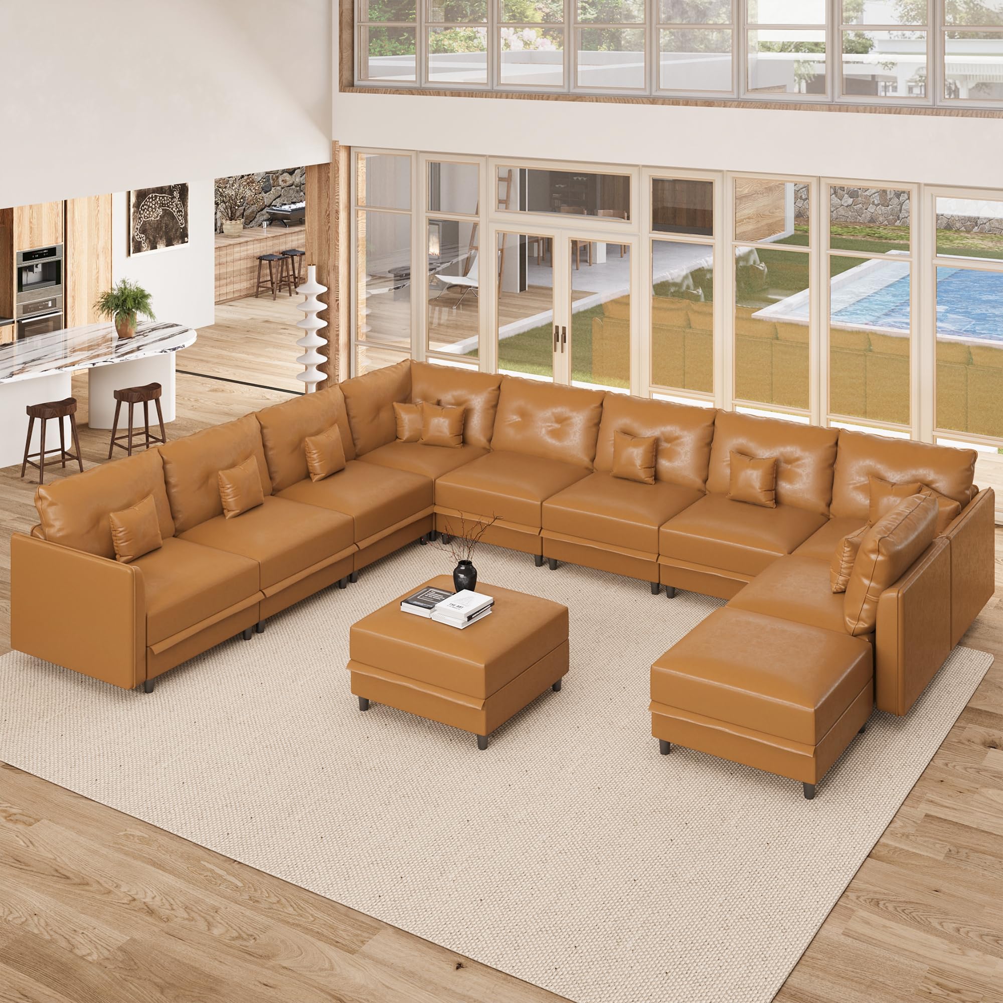 LLappuil Faux Leather Oversized Sectional