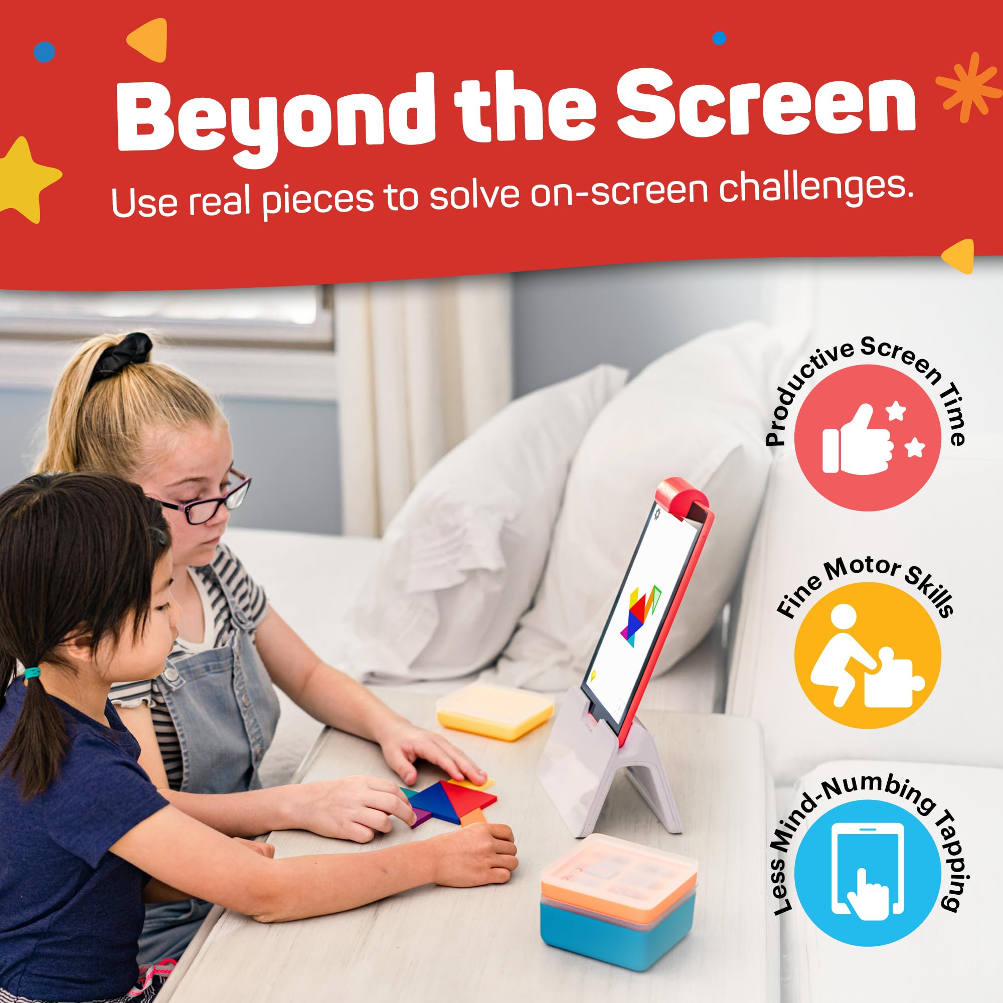 Osmo for Learning Games-Ages Genius Starter Kit 5 giochi di apprendimento Hands-On-età 6-10-Problem Solving & Creativity-STEM-, base tablet Fire inclusa, Colore, 901-0008/901-00028, Esclusivo Amazon