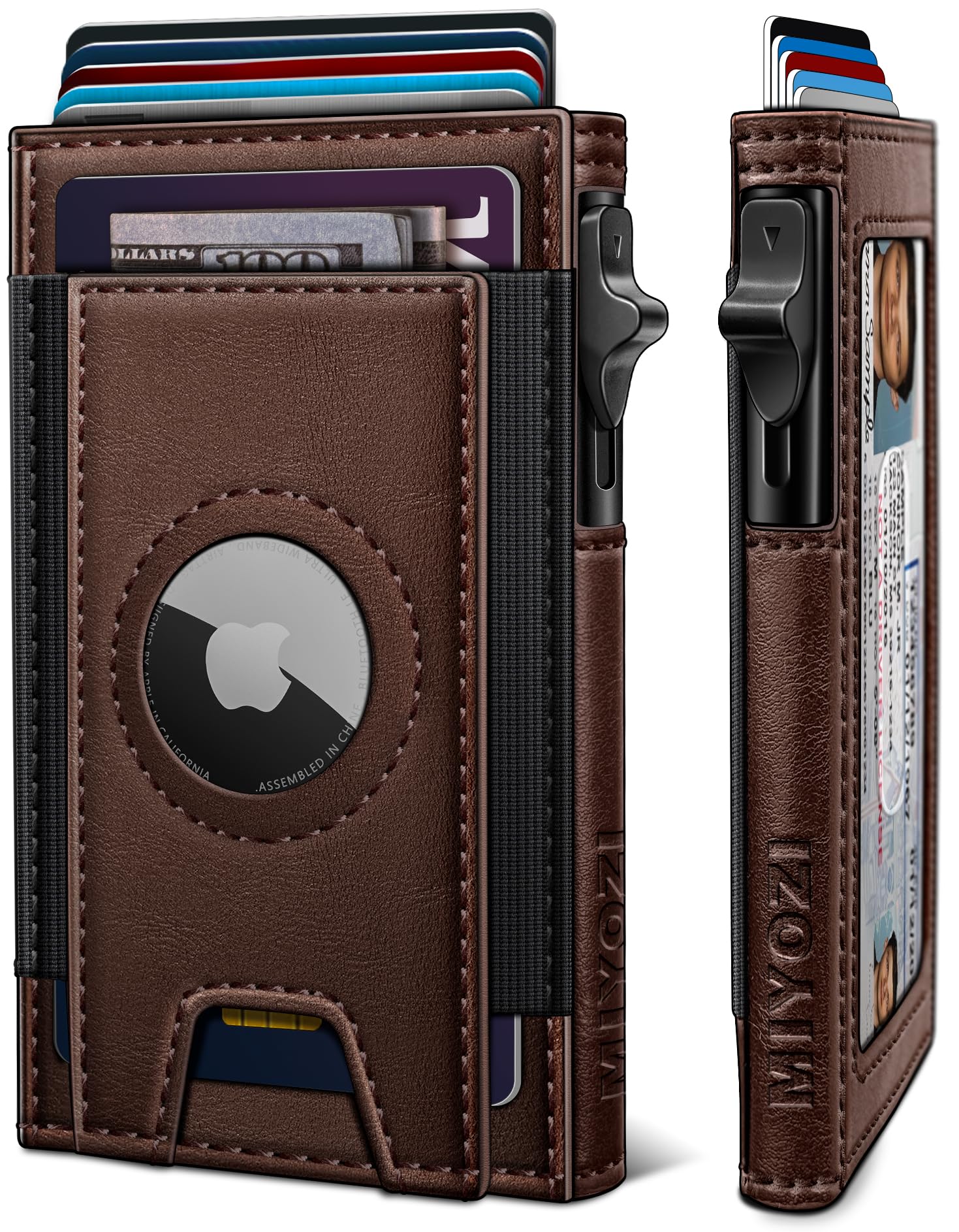 miyozi Airtag Wallet for Men Slim Pop Up Credit Card Holder RFID Blocking Mens Minimalist wallet for 7-9