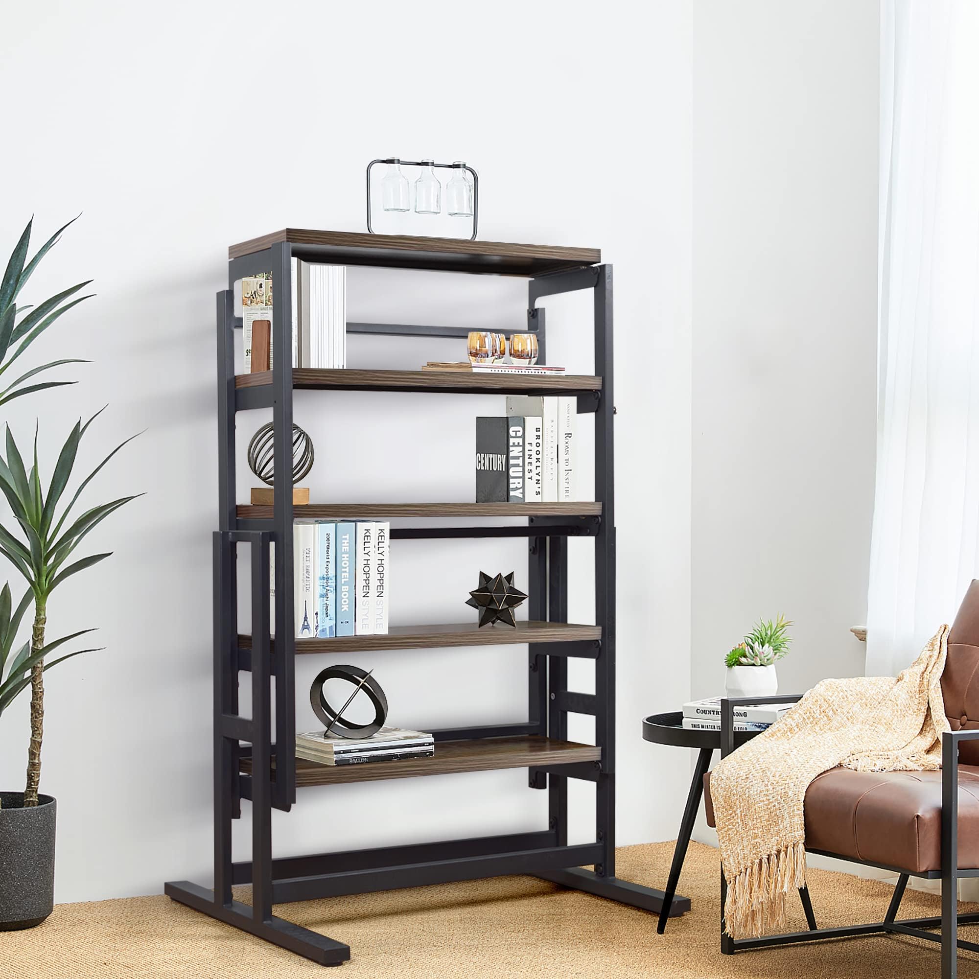 Convertible 2 in 1 Shelf to Table,Bookshelf Desk & Dining Table