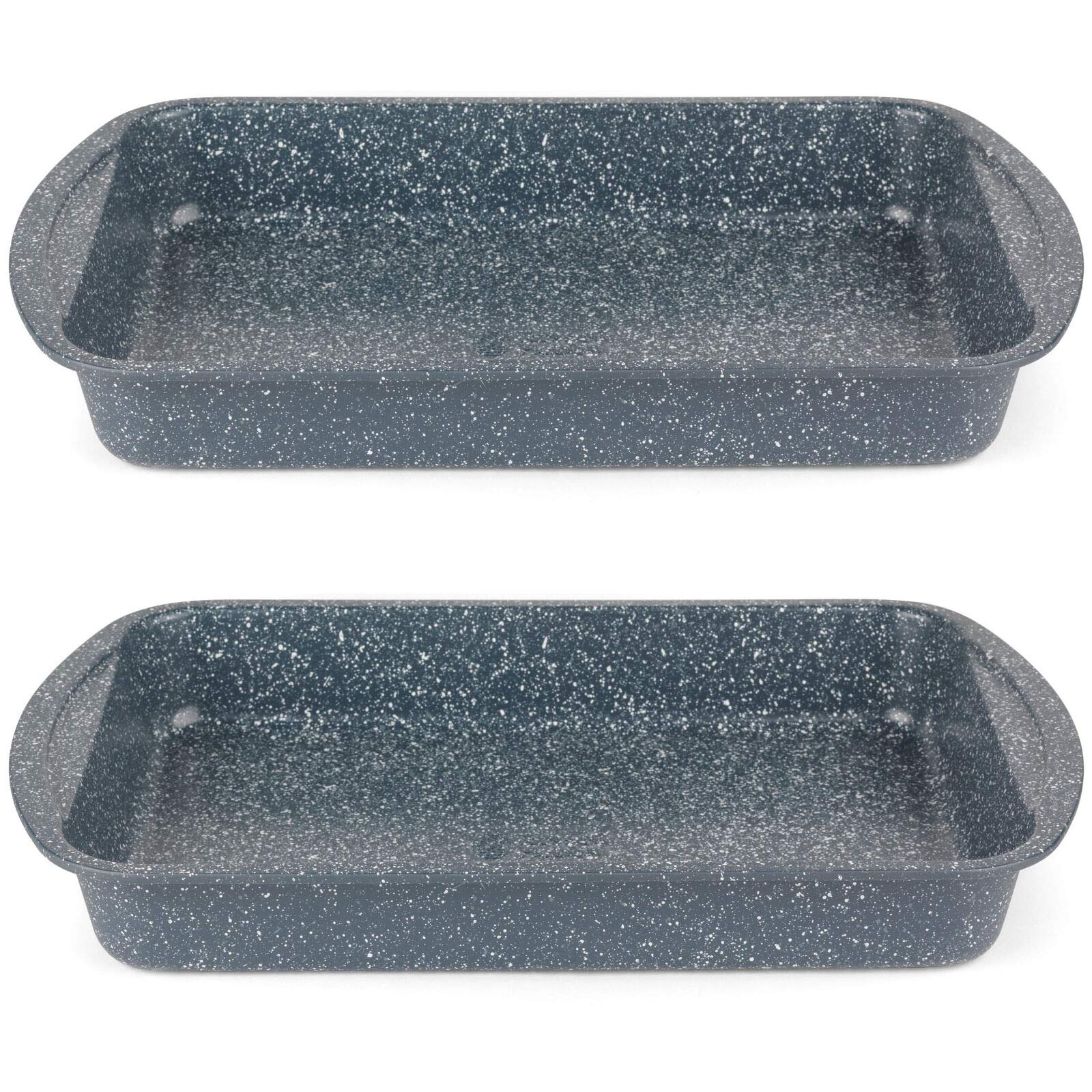 Russell Hobbs COMBO-5446 Roasting Pan Set of 2-38cm Non Stick Oven Roasting Tray with Handles, PFOA Free, Carbon Steel, Roast Chicken Tray, Family Sized for Vegetables & Meat, Oven Safe to 220°C