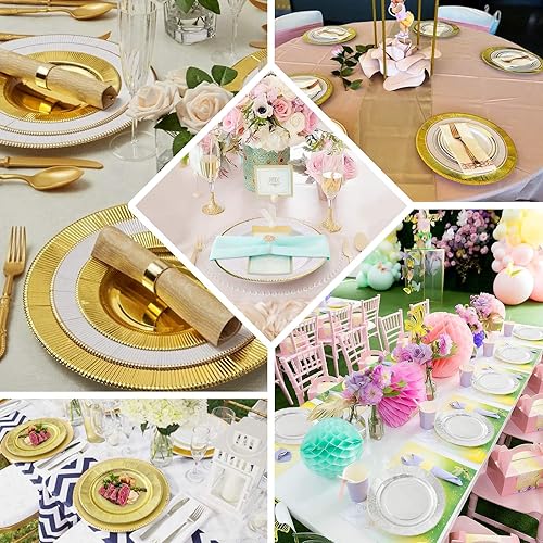 Miniatura 5 de Efavormart - Paquete de 25 platos de papel desechables para aperitivos de postre Gold Sunray de 8 pulgadas, 350 GSM