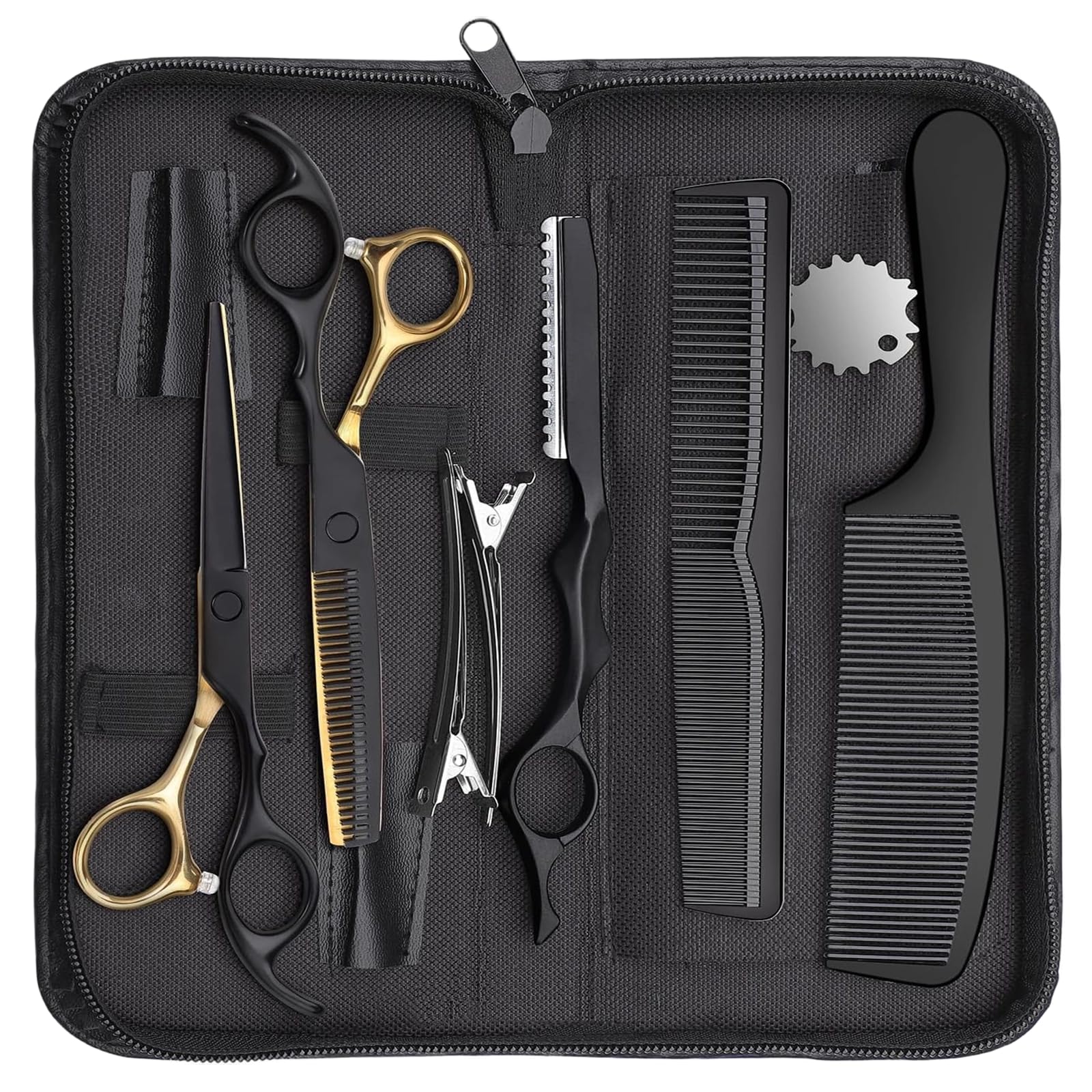 Forbice per Sfoltire i Capelli, Forbici Parrucchiere Professionali Barbiere, Set Professionale di Forbici per Capelli in Acciaio, Borsa per Parrucchieri, Principianti e Uso Domestico