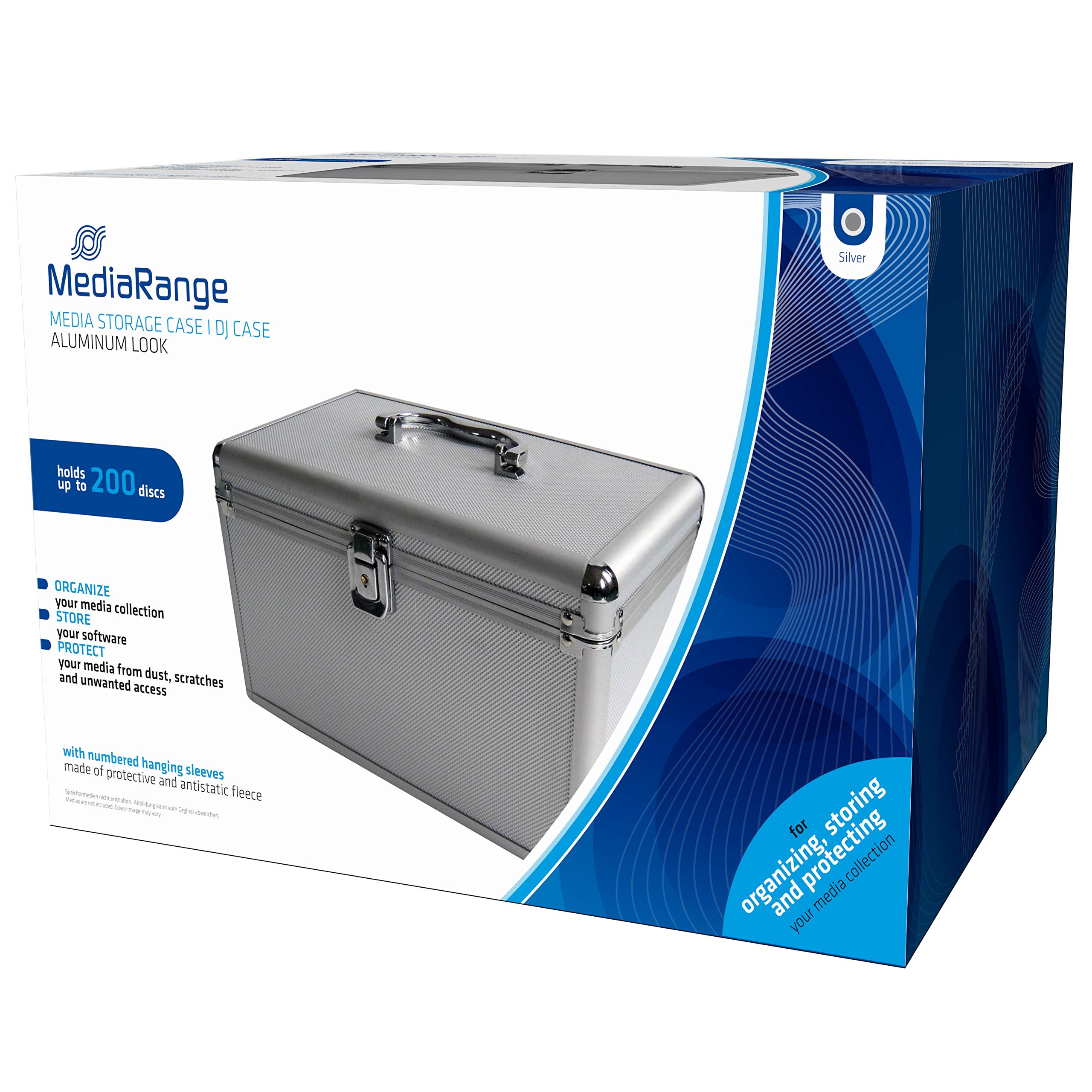 MediaRange CD maleta 200 CDs/DVDs/Blu-rays aluminio plata 1 St. (B x H x T) 301 x 180 x 190mm BOX7