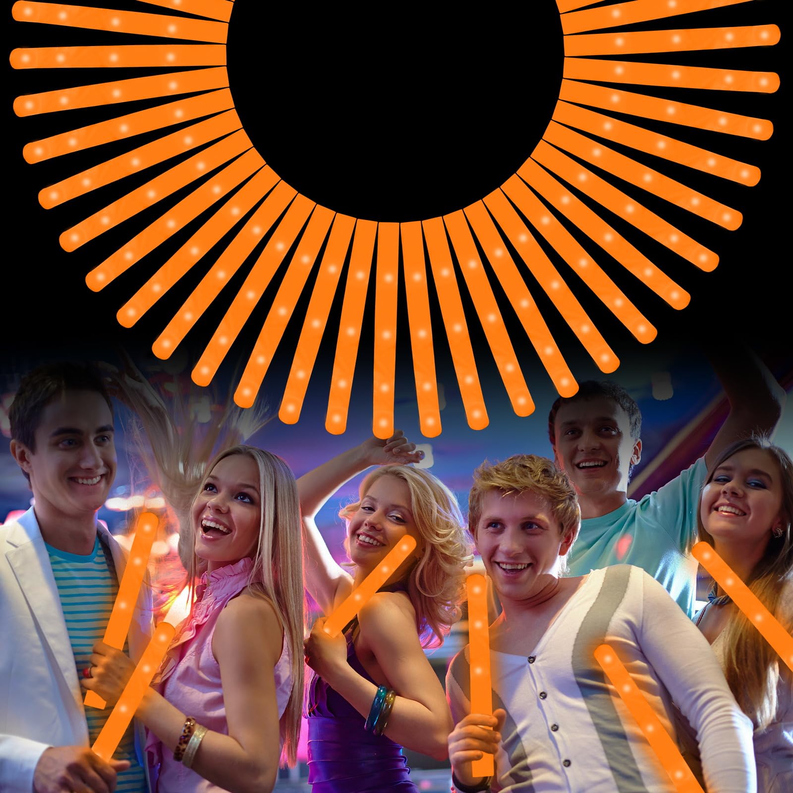 Foam Glow Sticks Bulk, 40 Pack Orange Light Up Foam Sticks 3 Modes, Glow Party Supplies for Wedding,Raves, Carnival, Concert, 4th of July, Halloween, Christmas, New Year โ image 1