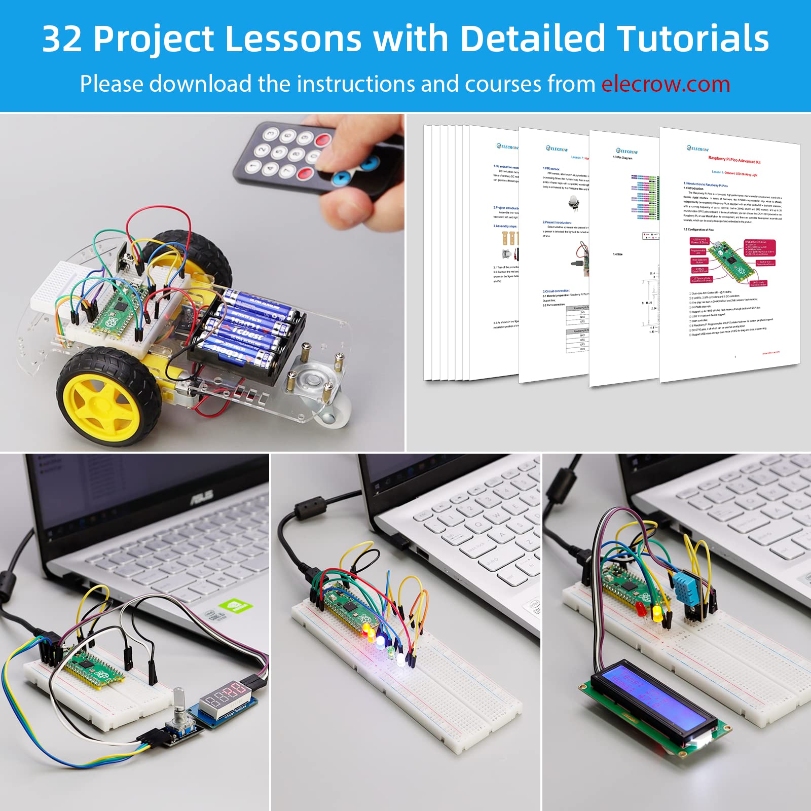 32 Projects with Elecrow Raspberry Pi Pico Advanced Kit