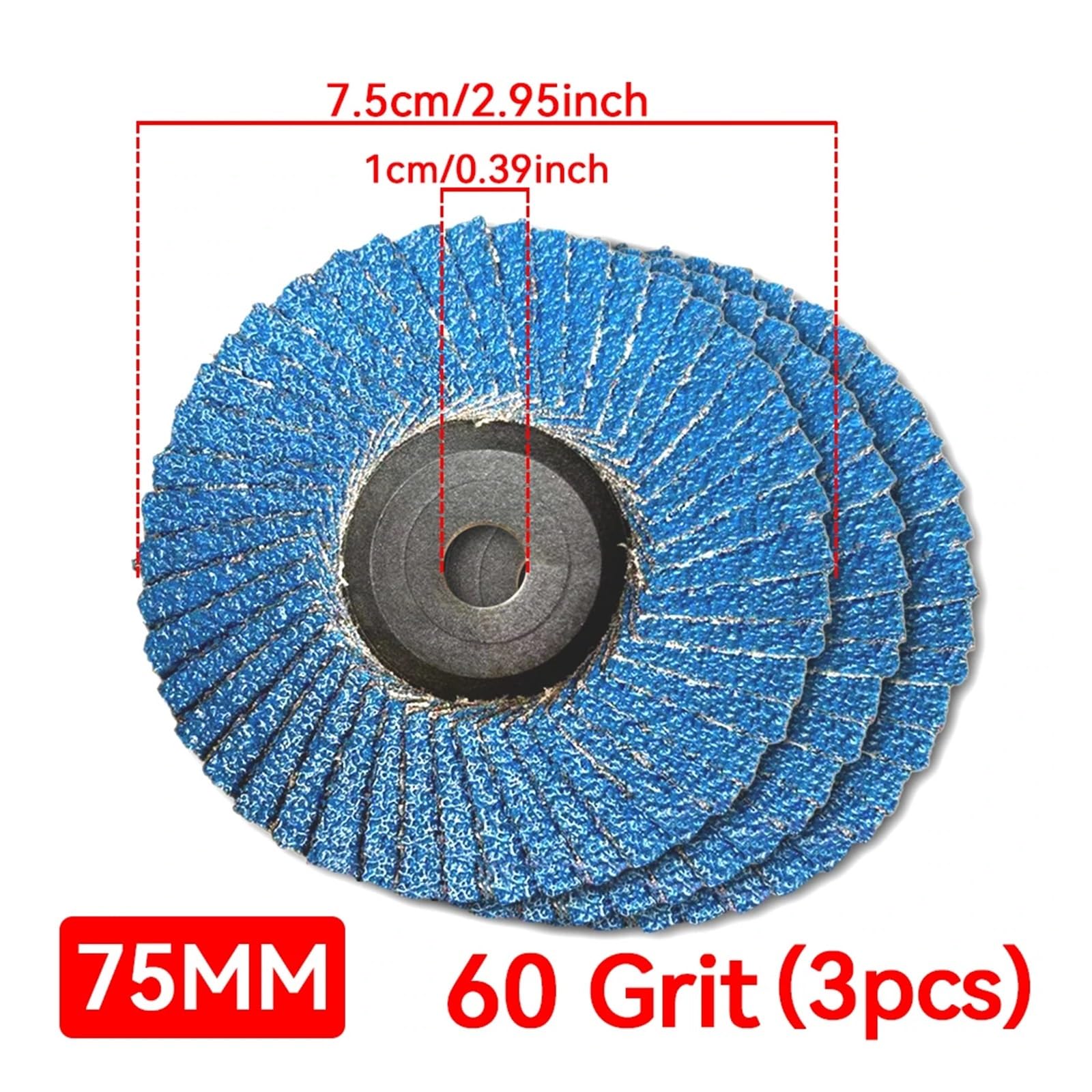 Discos de Pulido de Solapa de 3 uds., 3 Pulgadas, 75mm, Discos de Lijado, muelas, Amoladora Angular, Accesorios, Herramienta abrasiva for Metal/Madera(60Grit)