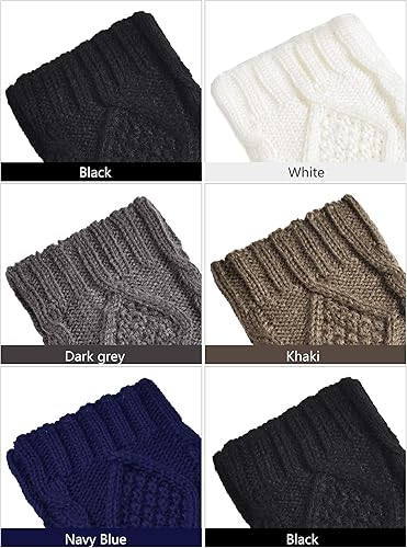 Miniatura 3 de SATINIOR 4 pares de guantes sin dedos para mujer, guantes de punto medio con agujeros para los dedos, calentadores de muñeca