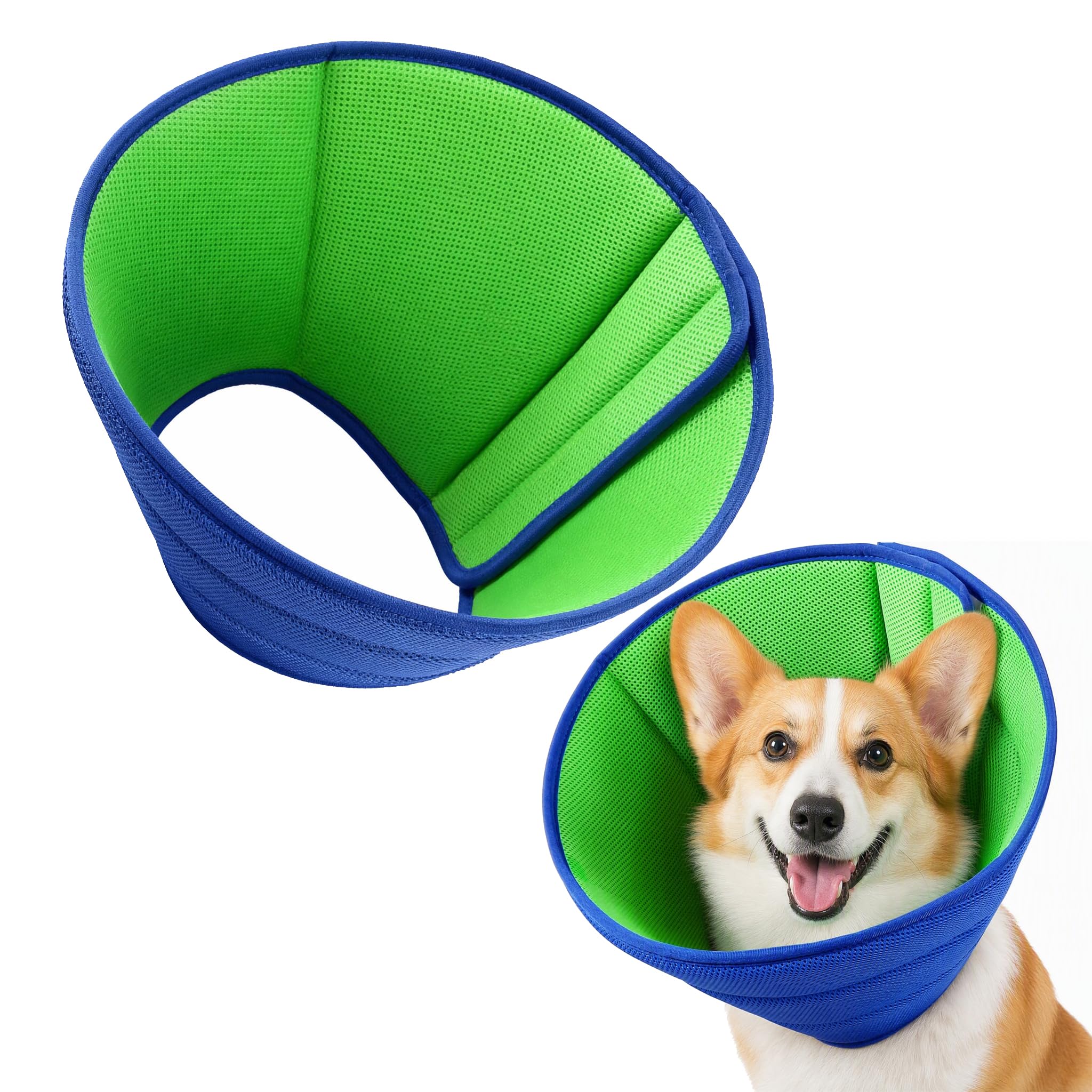 Soft Dog Cone Collar, Protective Head Cone for Dogs and Cats(Blue, M)