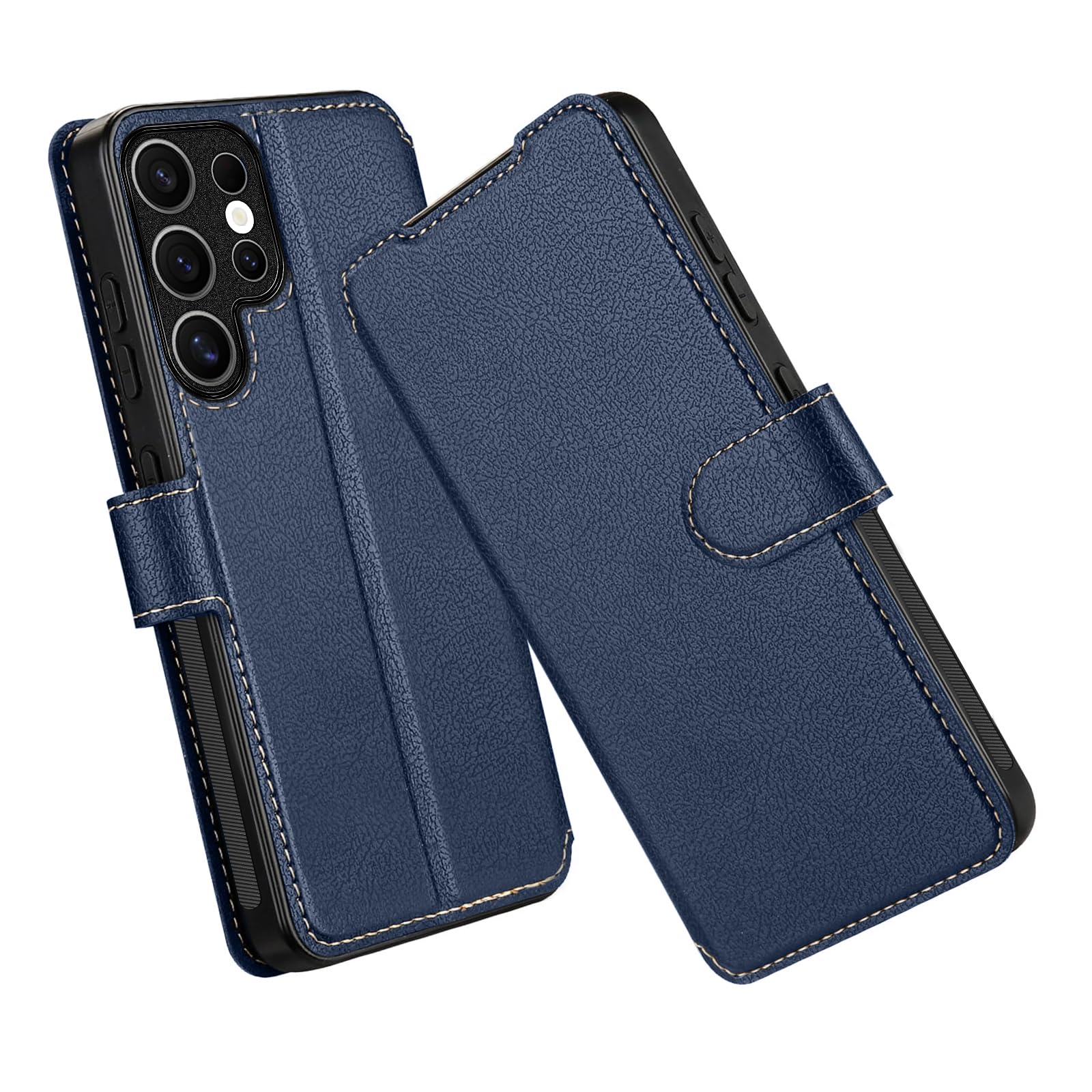 XIMAND Custodia a portafoglio per Samsung Galaxy S25 Ultra con porta carte di credito, protezione RFID, chiusura magnetica, cavalletto. (Oro rosa