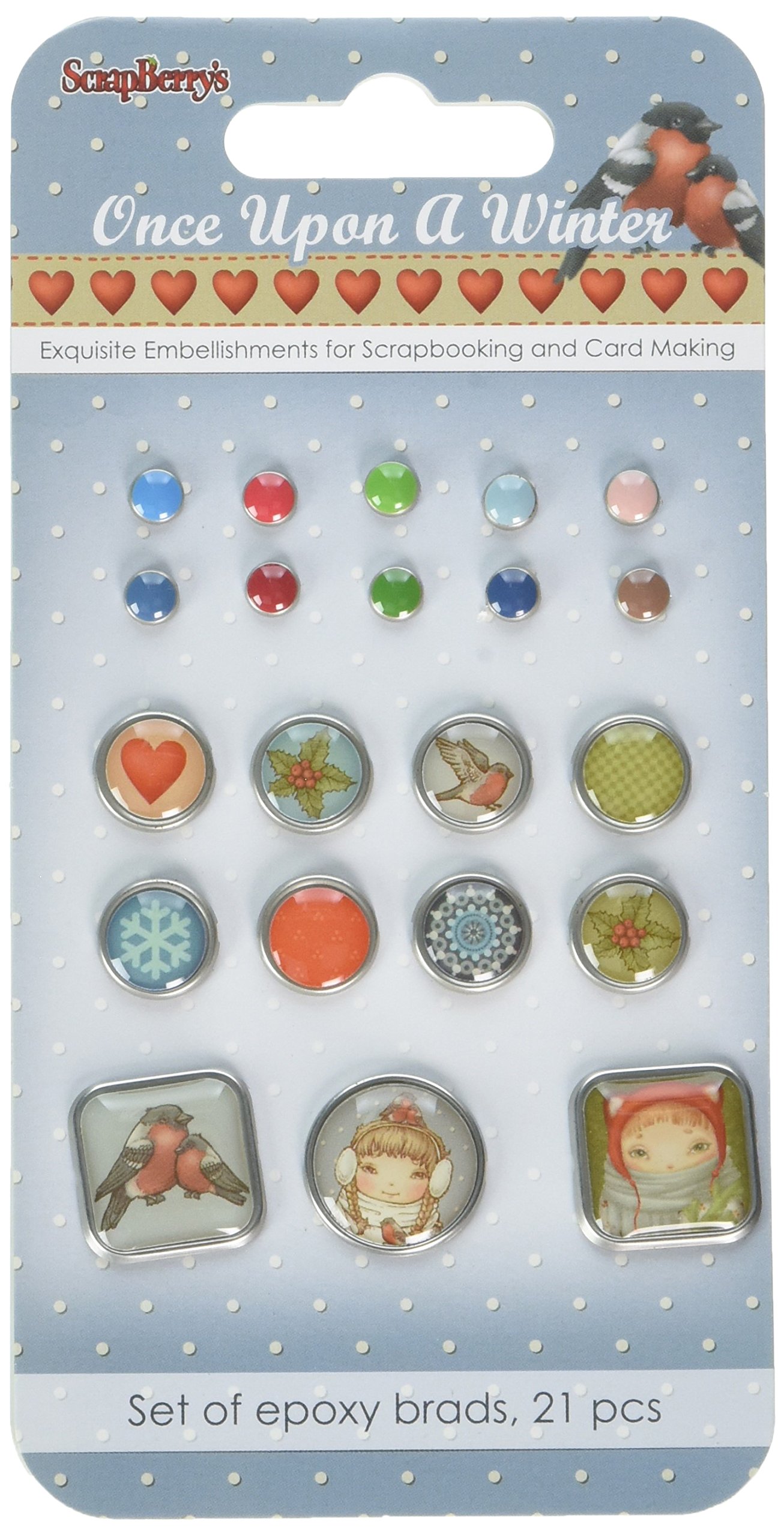 Assorted Upon A Winter Epoxy Brads 21/Pkg