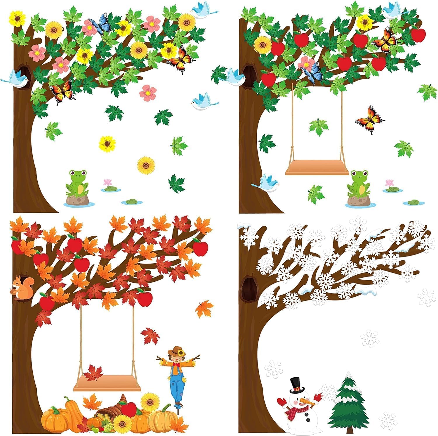 Set di 197 sagome decorative albero stagionale per aula primavera estate autunno inverno bacheca quattro stagioni