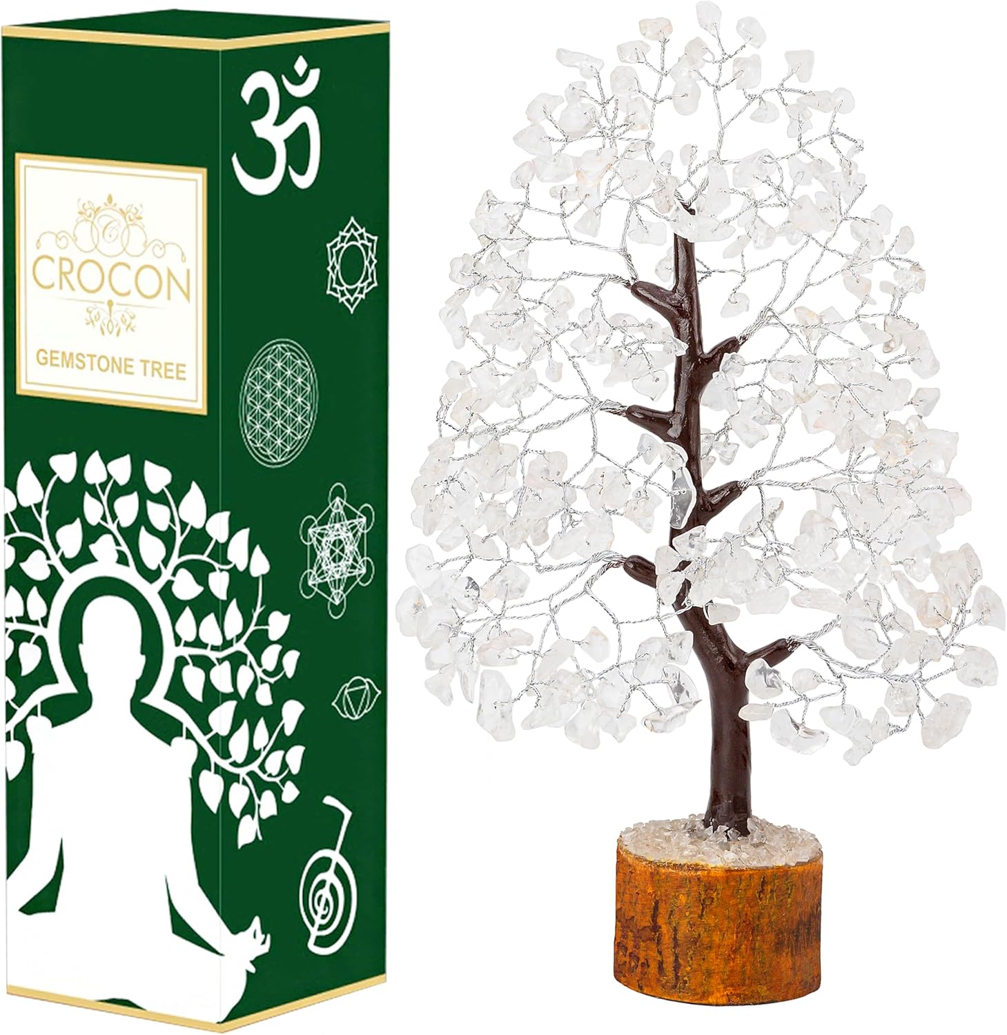 Clear Quartz Gemstone Tree of Life – Handmade Crystal for Positive Energy, Chakra Money Tree Bonsai – Feng Shui Decor, Healing Crystals – Attract Good Luck, Meditation Accessories, Spiritual Gift