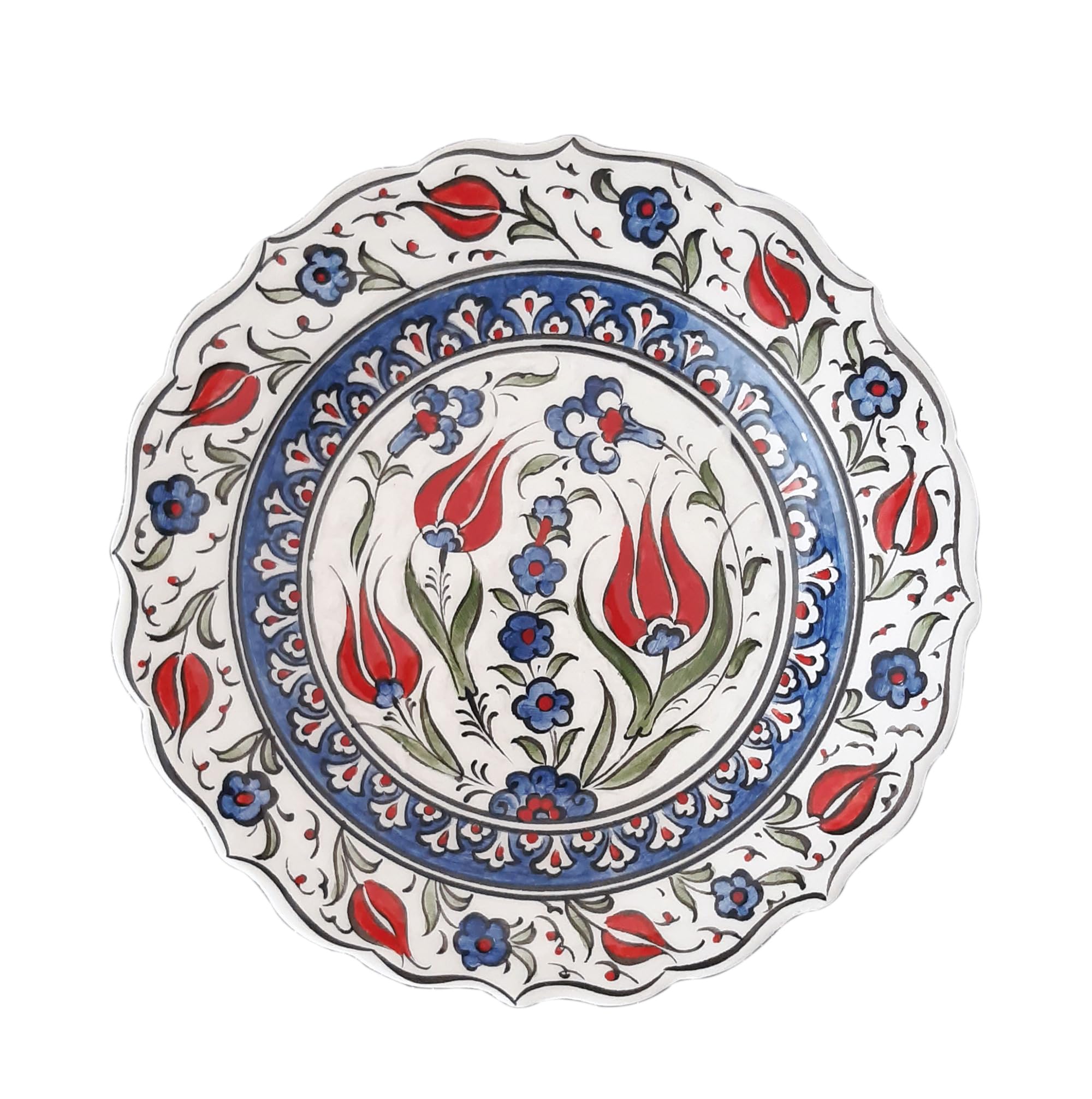 Handmade Ceramic Wall Plate, 18 cm (7 inches) Turkish Iznik Ceramic Plate 18 cm in Diameter