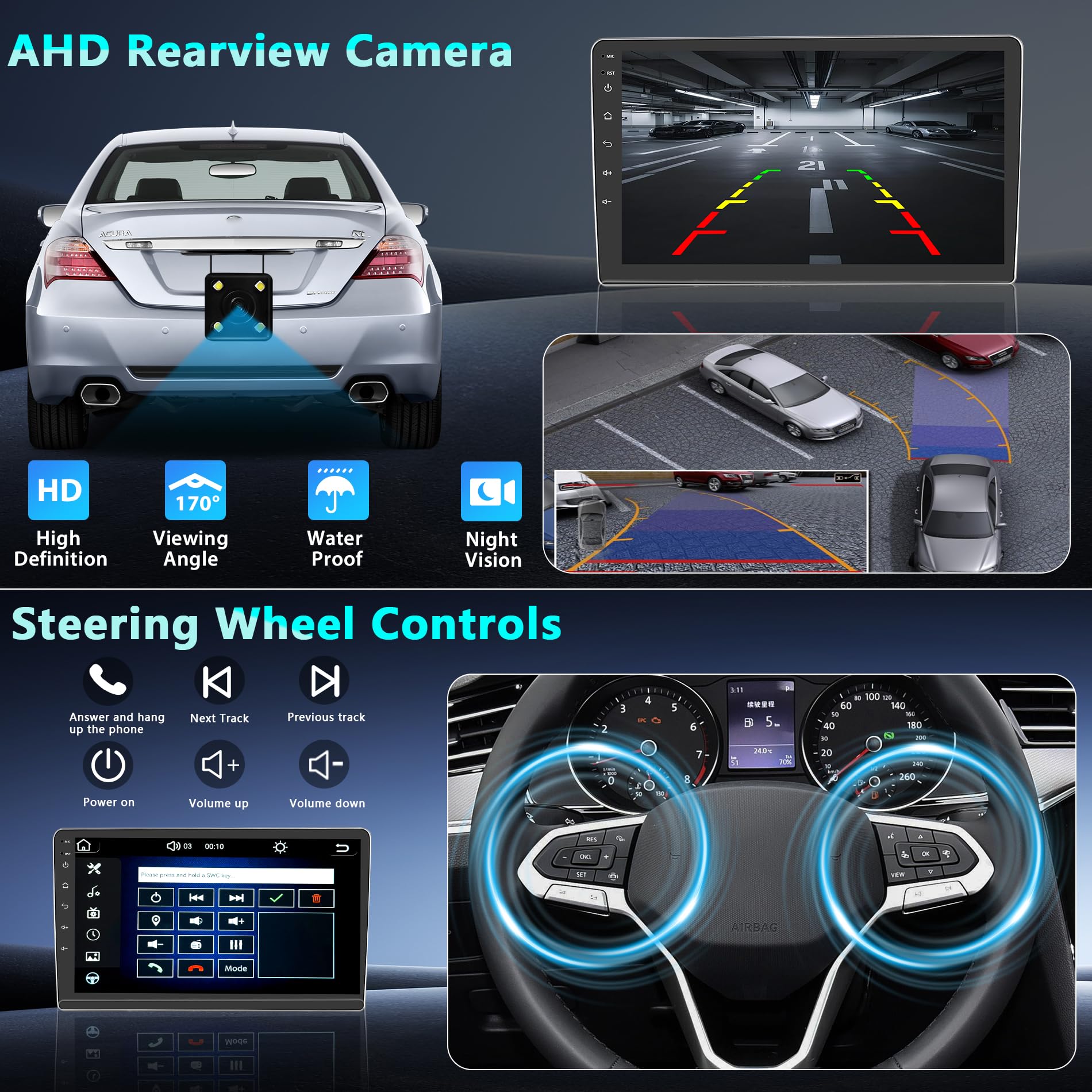 Autoradio 2 DIN per Alfa Romeo Mito 2008-2019 Wireless Carplay Android Auto Touchscreen da 9" con Stereo Auto Bluetooth Navigatore/Telecamera Posteriore/WiFi/Miror Link/Mic/FM/SWC