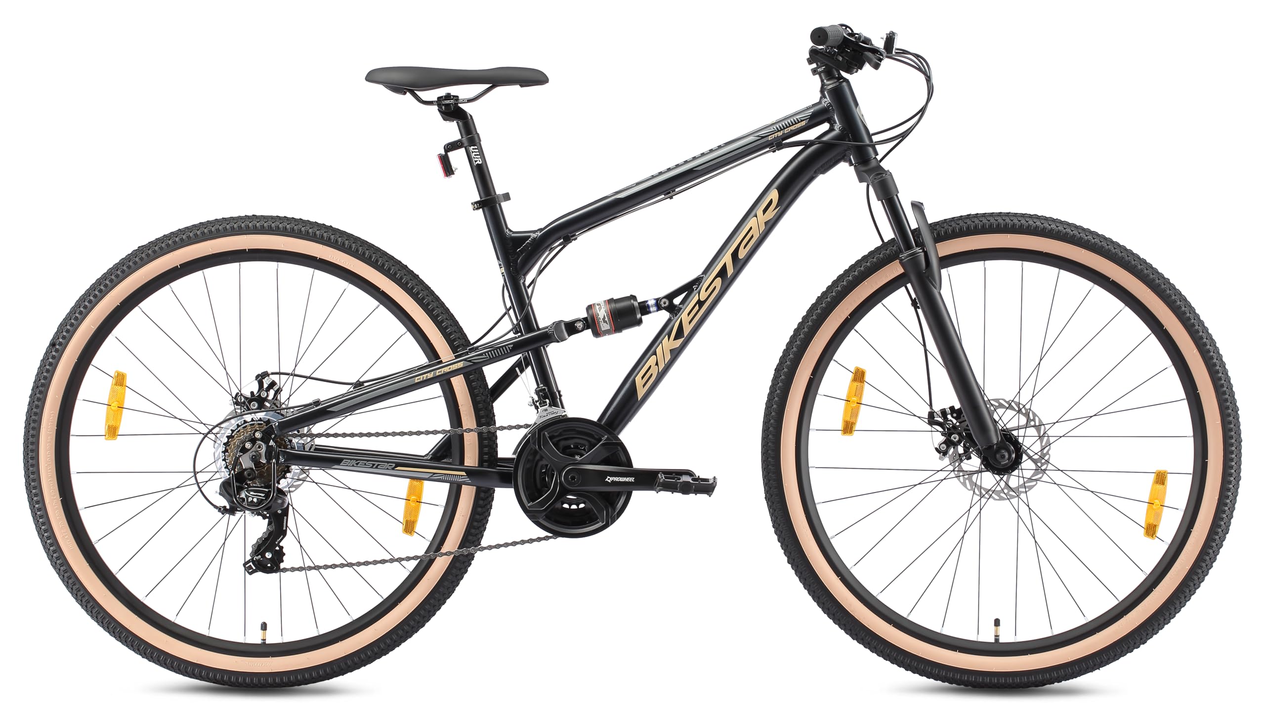 BIKESTAR MTB Mountain Bike Sospensione Completa in Alluminio, Freni a Disco, 26" | Bicicletta MTB Telaio 18" Cambio Shimano a 21 velocità |
