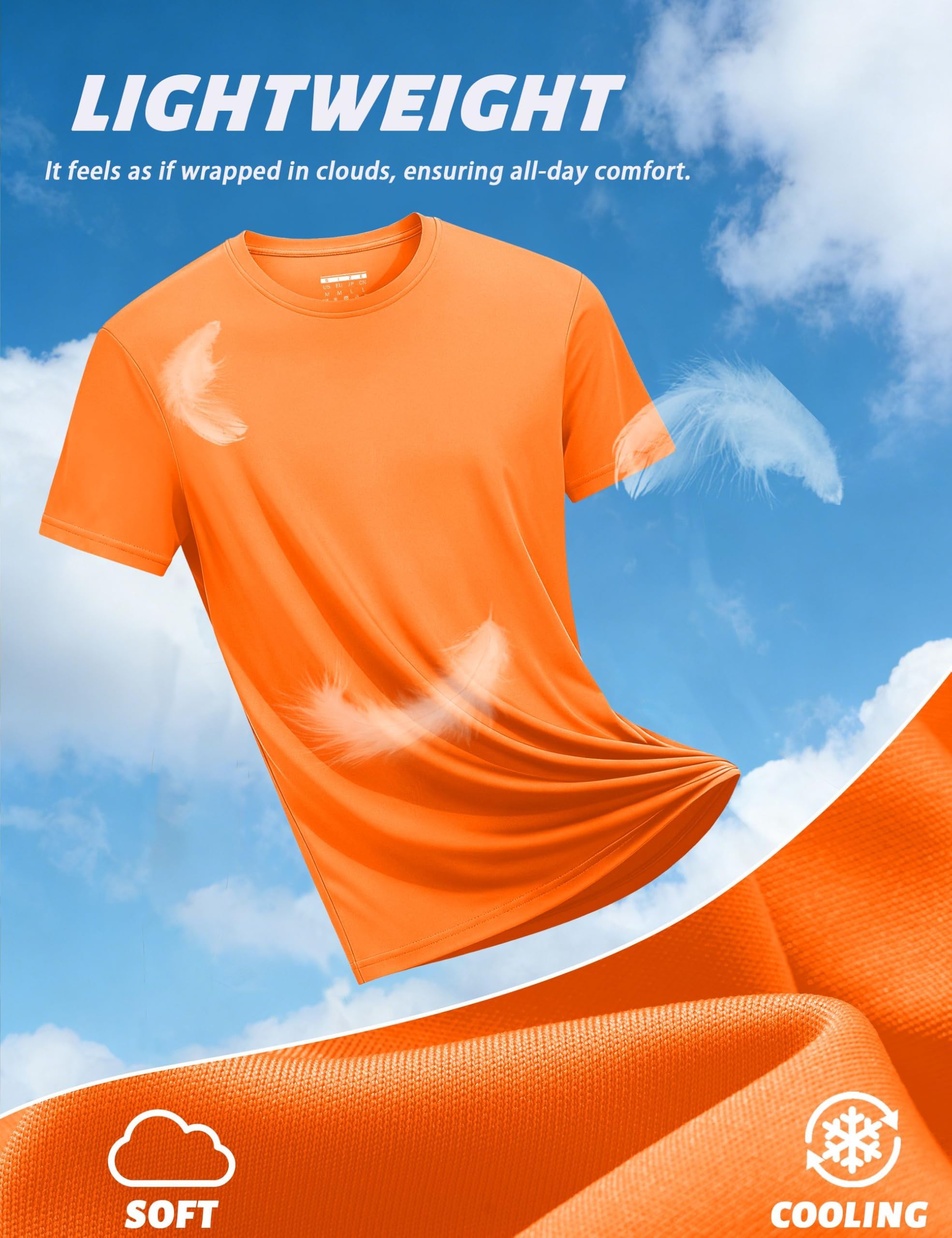 KEFITEVD Camiseta Elástica de Secado Rápido para Hombre, Camisetas de Manga Corta Ligeras Informales Finas de Verano