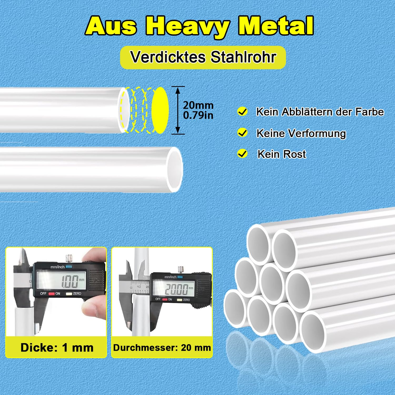 OPPAIYA Schwerlast Kleiderständer & Garderobenständer mit Doppel-Kleiderstange und 8 Haken, Stabiler Metall Kleiderwagen mit breiter Bodenablage, Für Schlafzimmer oder Flur – 110×51×145 cm, Weiß