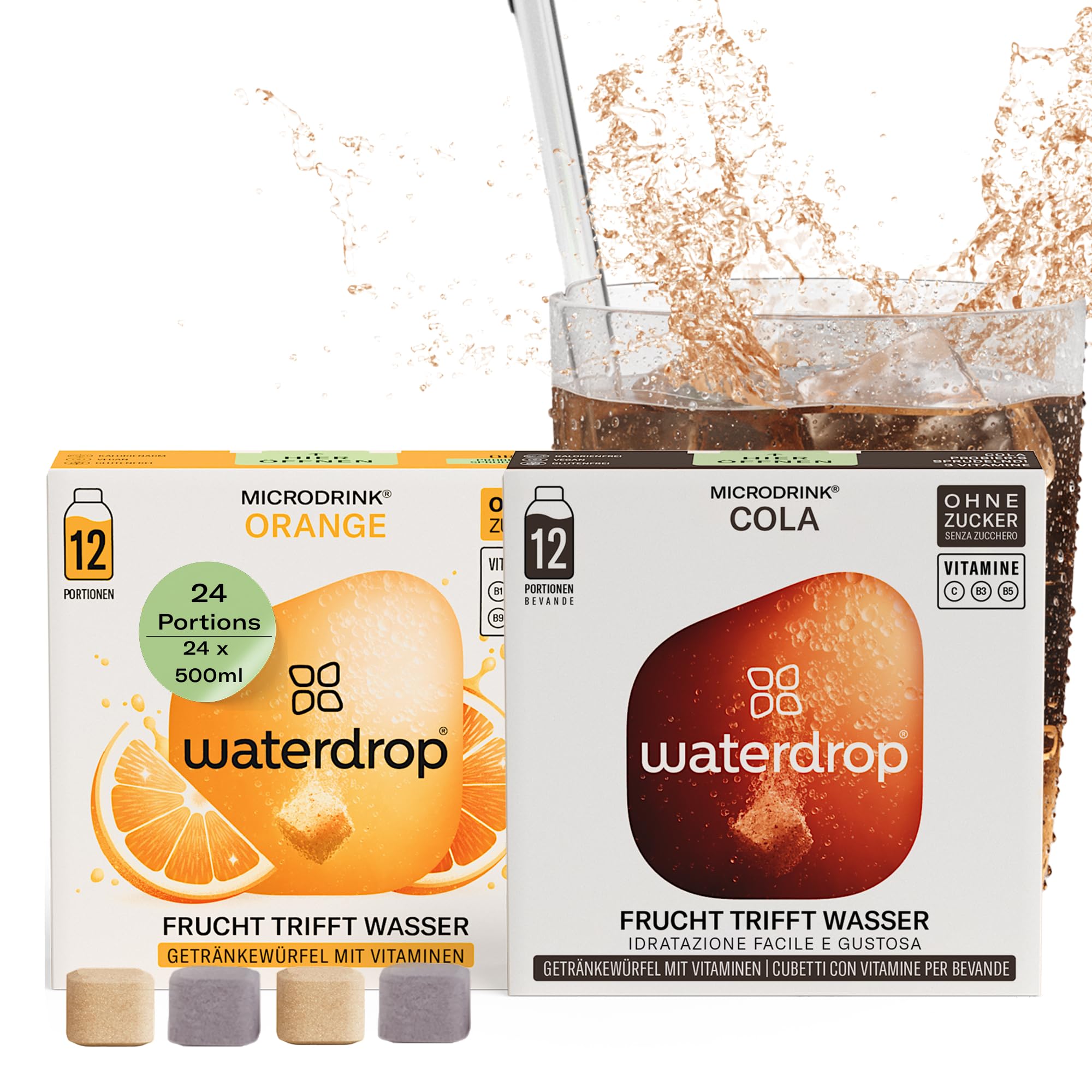 waterdrop® Microdrink Set Cola‑Orange (24 Würfel)