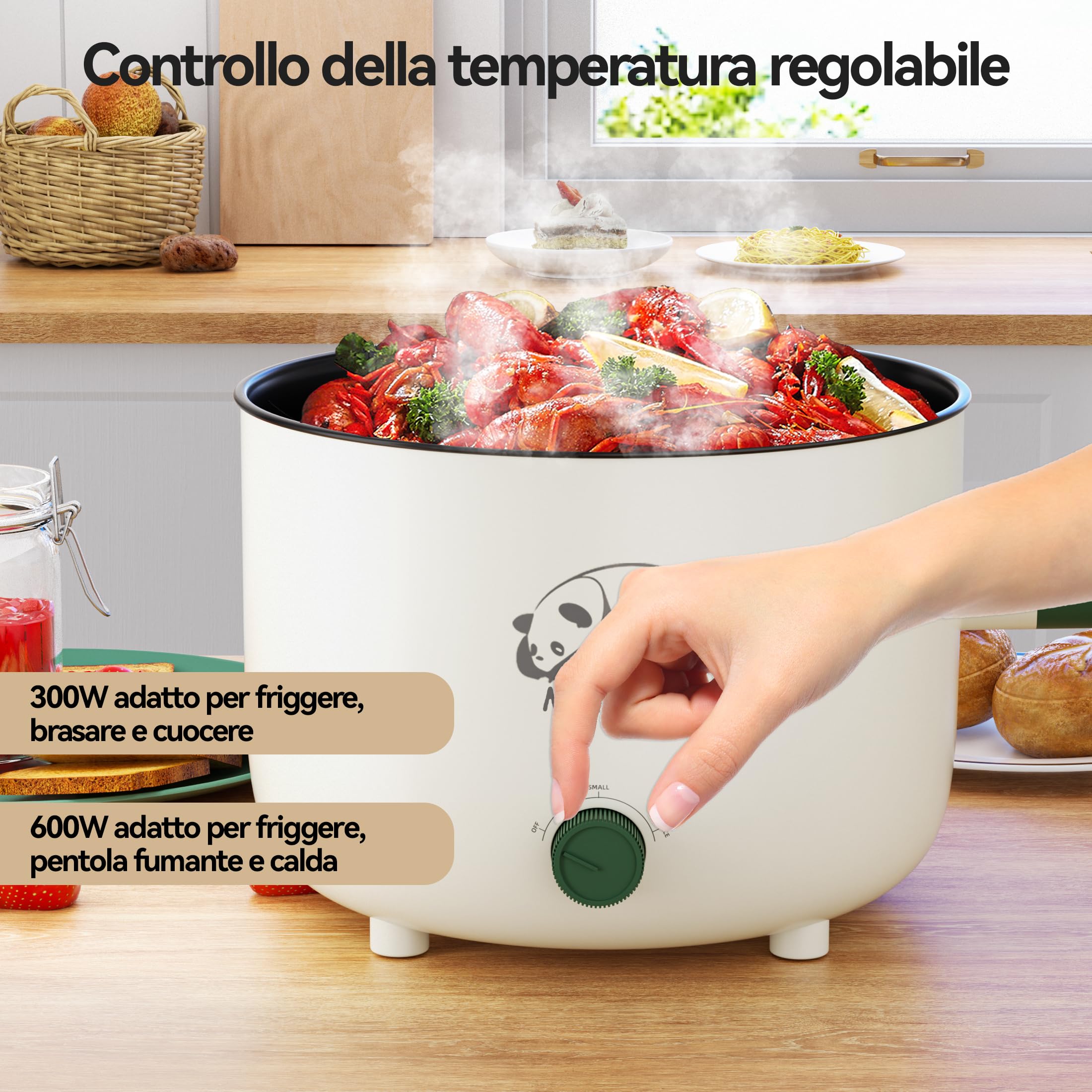 Marmite électrique Shabu Shabu 1,5 L antiadhésive portable double contrôle de puissance (vert)