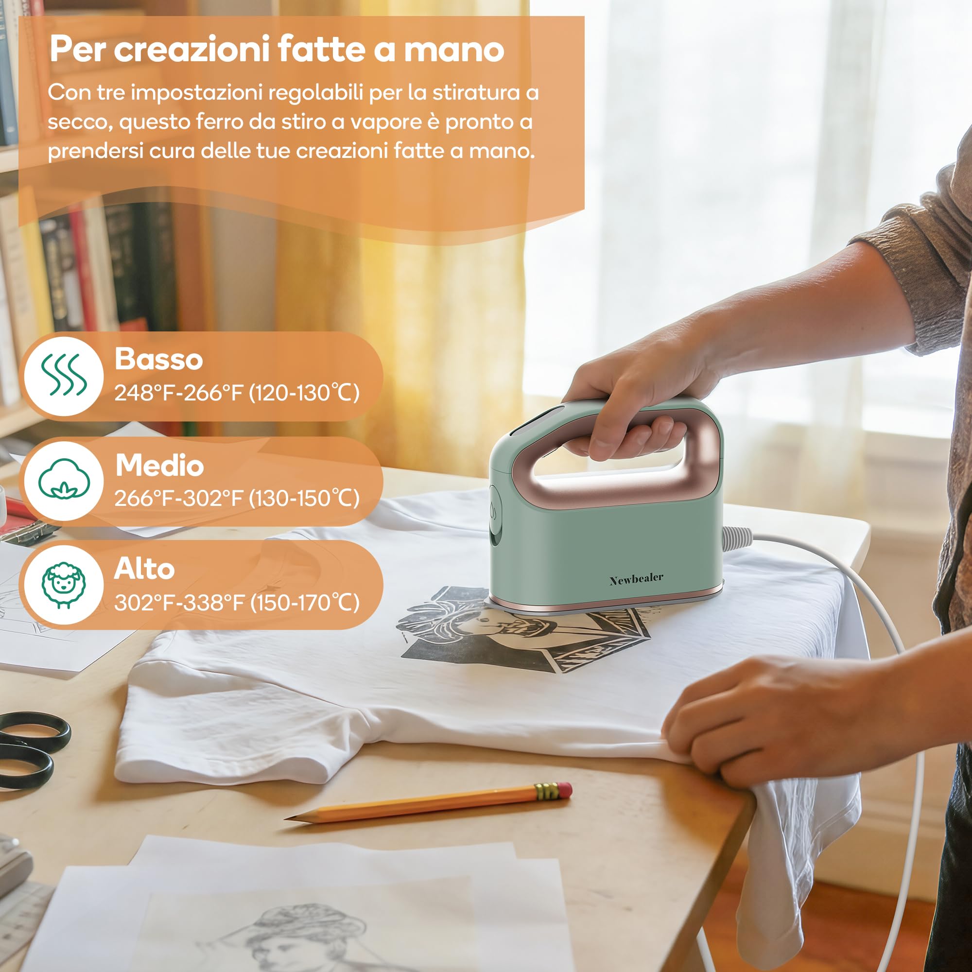 Newbealer Ferro da Stiro a Vapore, Ferro da Viaggio Mini, Vapore Turbo