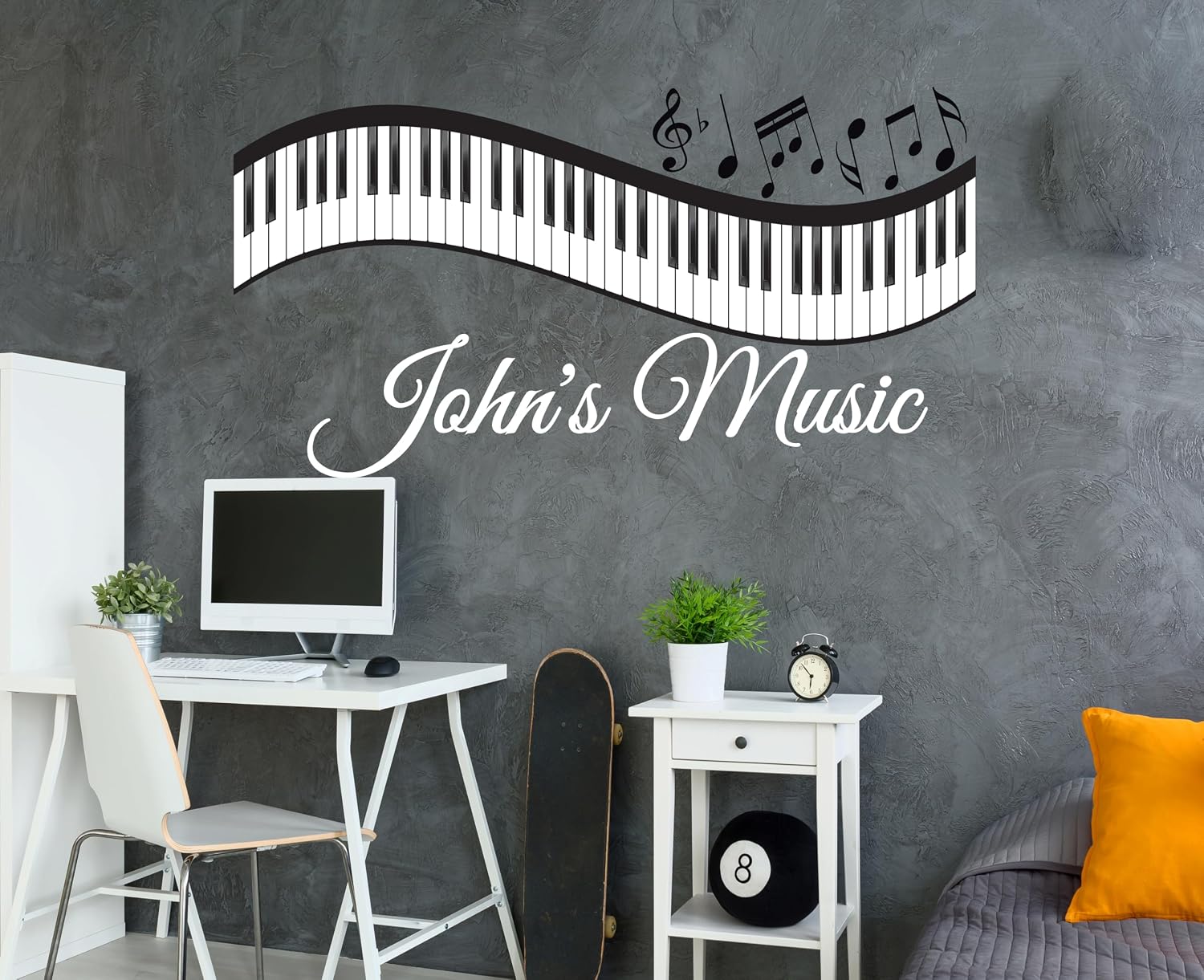 Custom Piano Music Notes Wall Decal - Music Wall Sticker - Custom Music Notes Wall Decal - Musical Notes Mural Wall Art Decal for Home Living Room or Bedroom Decoration (Wide 40"x18" Height)