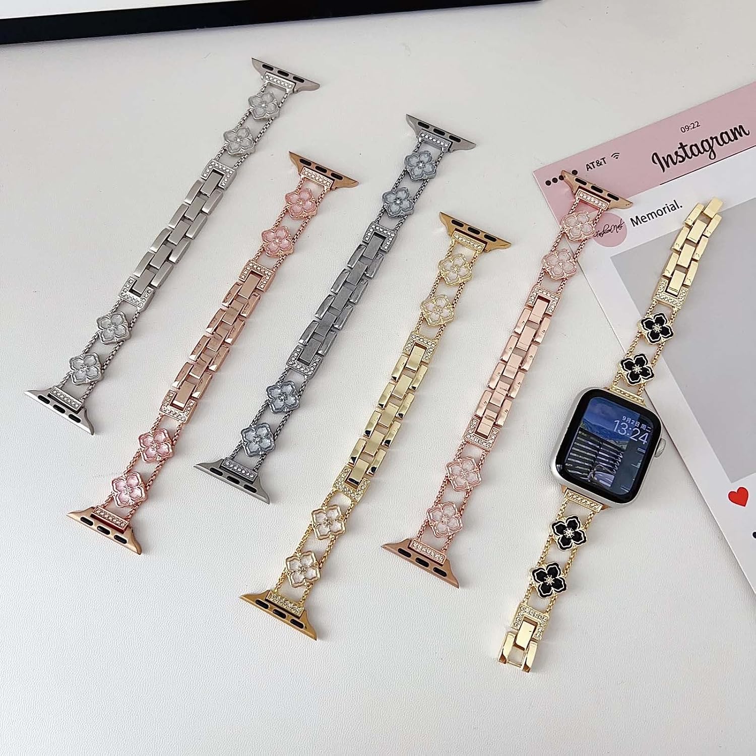 Generic case Compatible with Iwatch Se 3/2 / 1 40mm (Color: Rosagoldwhite) Metal Slim Bracelet Strap Band case