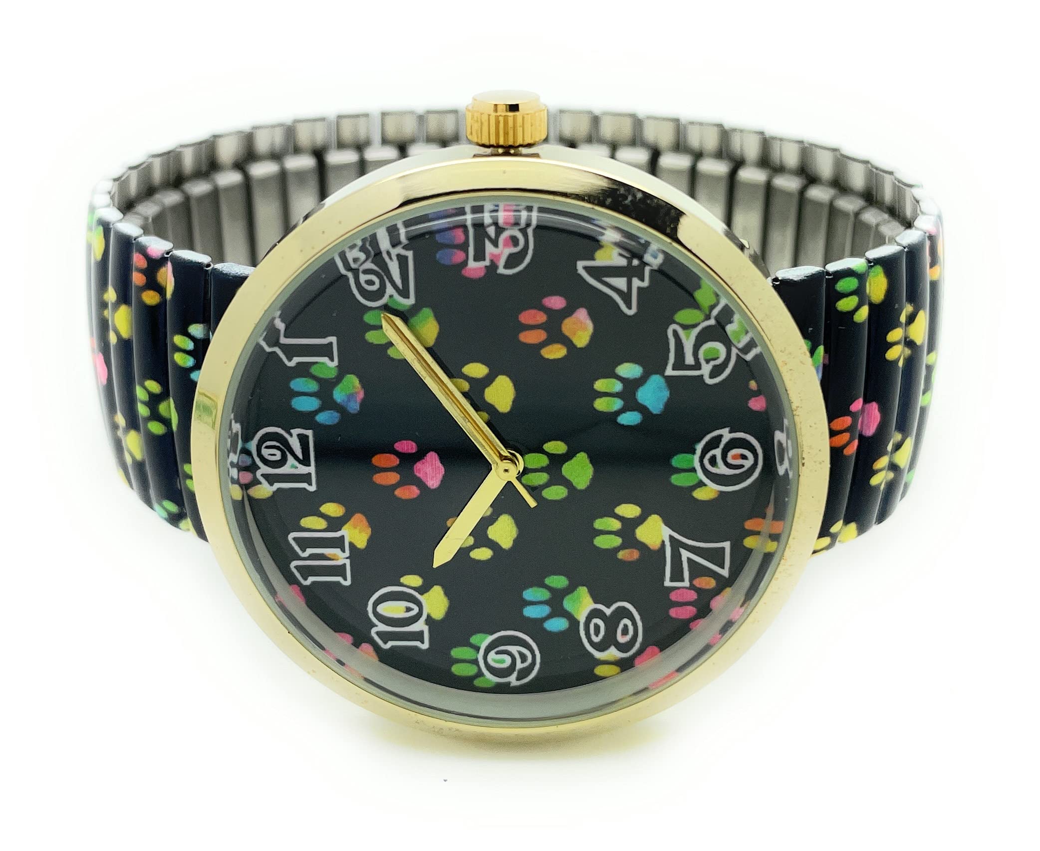 VERSALES Varsales Ladies Novelty Animal Dog Elegant Stretch Elastic Band Analog Quartz Fashion Watch (Paws Navy)