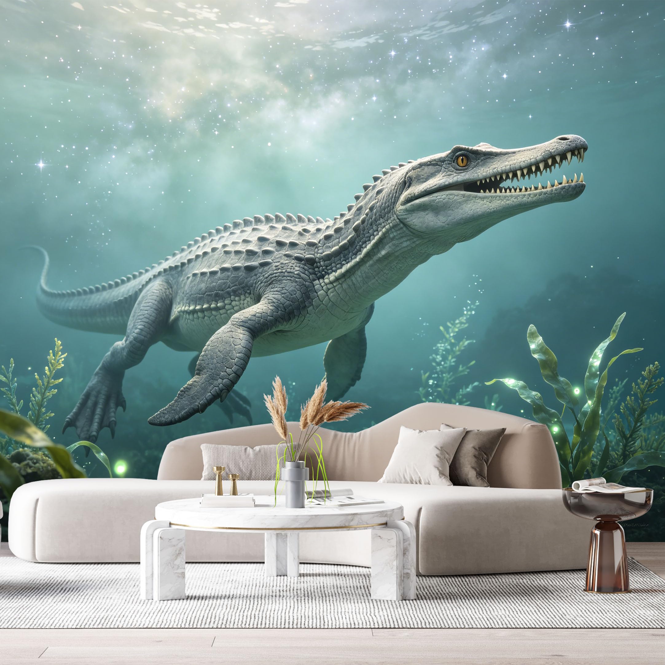 Custom Size Wall Mural Prehistoric Marine Reptile 3D Realistic Ocean Scene Aquatic Dinosaur Underwater World SelfAdhesive Art Prints Removable Large Wallpaper Esports Room Game Room Studio