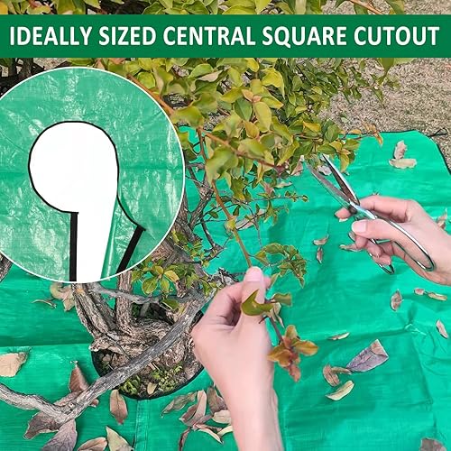 Miniatura 6 de Lona de paisaje, lona de recorte de arbustos, recolector de recorte de arbustos, lona de poda de 78.7 x 78.7 pulgadas con agujero, cuatro esquinas