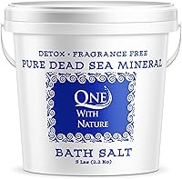 One With Nature 100% Pure Dead Sea Bath Salts 5lb Unscented - Mineral-Rich Magnesium, Sulfur for Exfoliation, Detox & pH Balance
