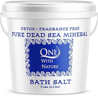 One With Nature 100% Pure Dead Sea Bath Salts 5lb Unscented - Mineral-Rich Magnesium, Sulfur for Exfoliation, Detox & pH Balance